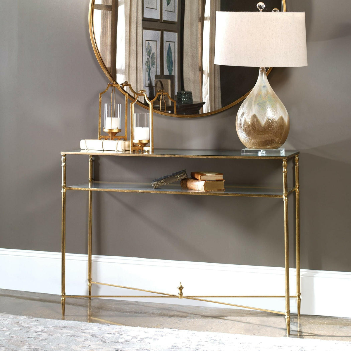 Henzler Mirrored Glass Console Table.