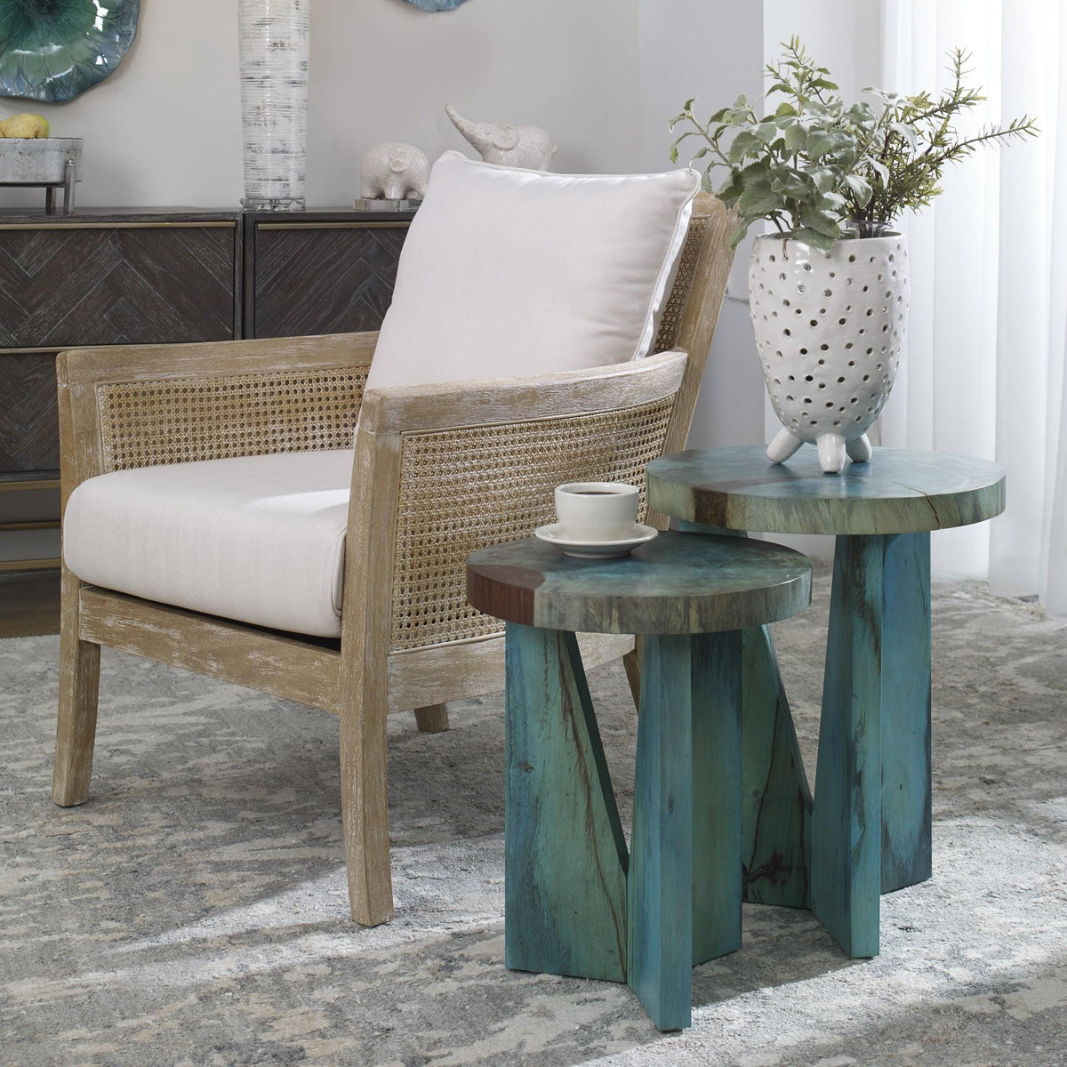 Uttermost Nadette Blue Nesting Tables, S/2.