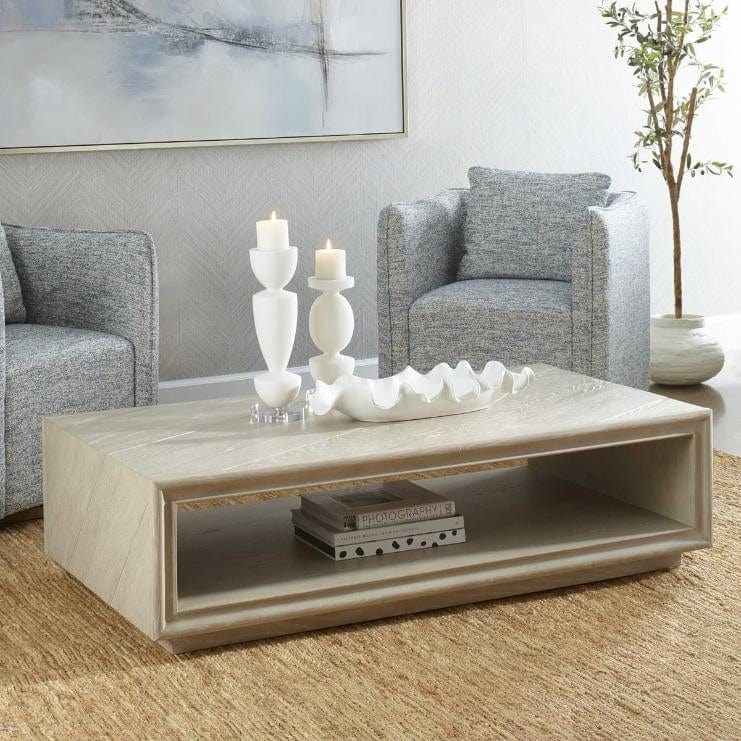 Uttermost Prism Light Oak Coffee Table.