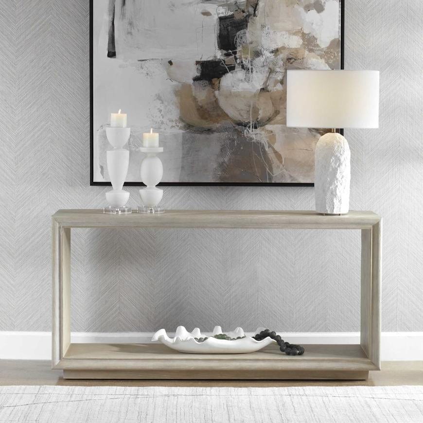 Uttermost Prism Light Oak Console Table.