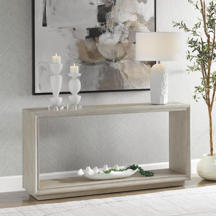 Uttermost Prism Light Oak Console Table.