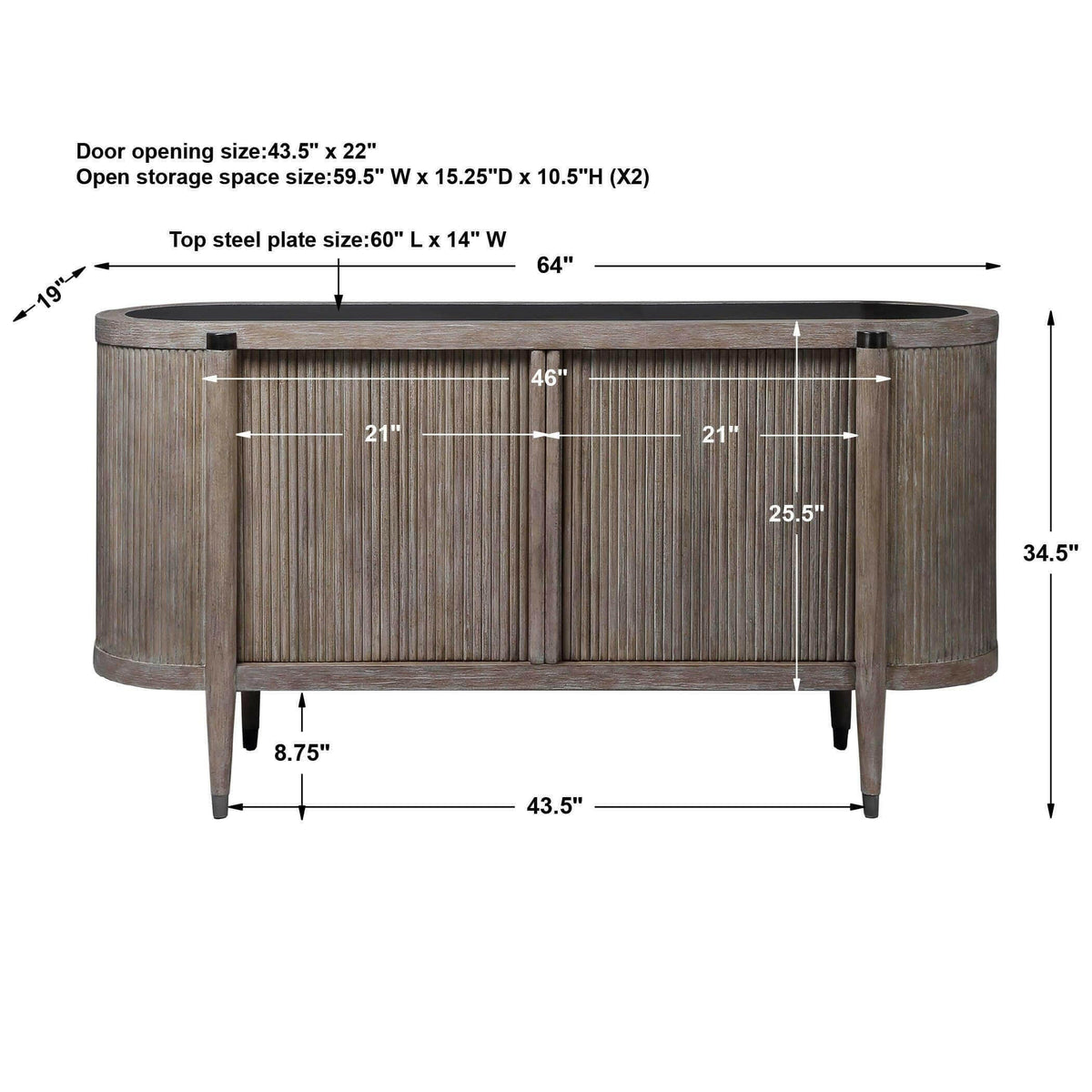 Tambour Cabinet - Natural Wash.
