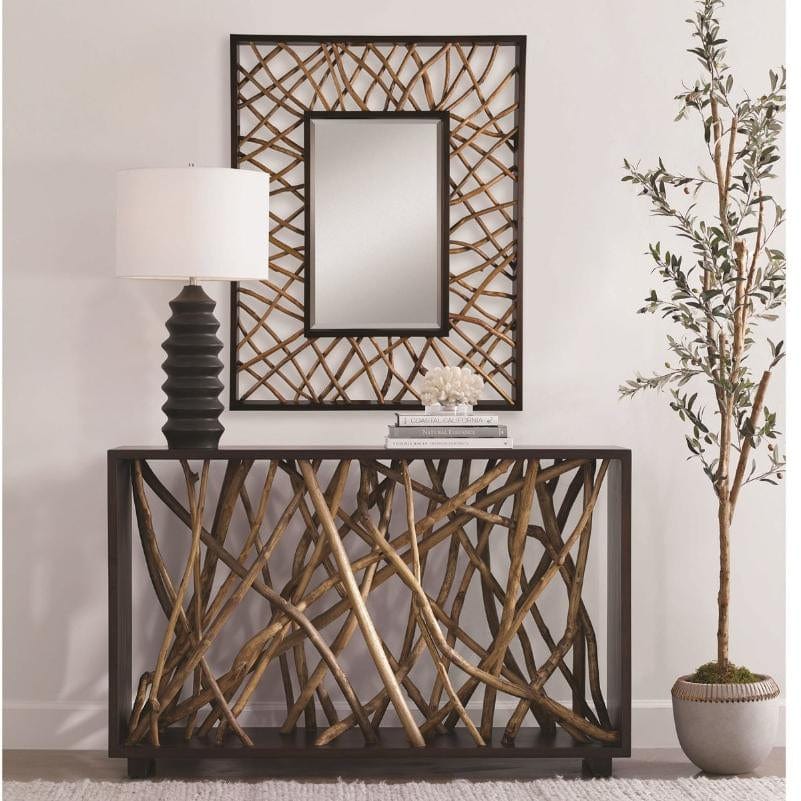 Uttermost Teak Maze Rectangle Mirror.