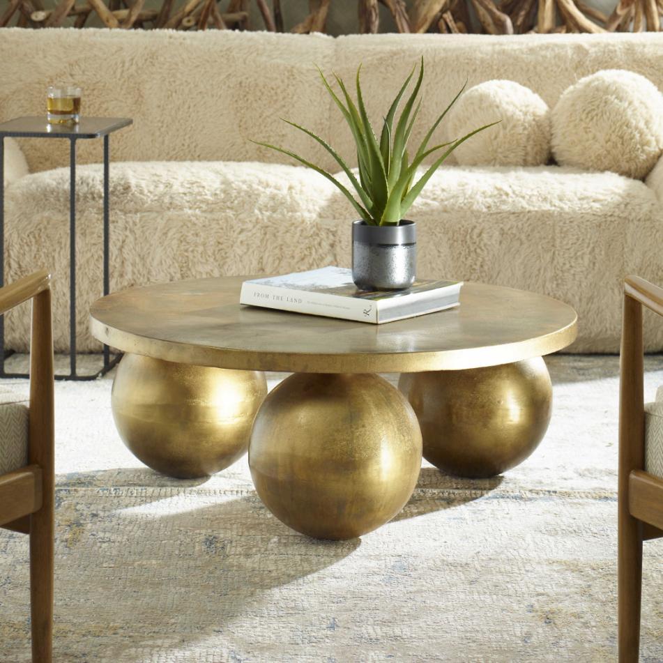 Uttermost Triplet Antique Brass Coffee Table.