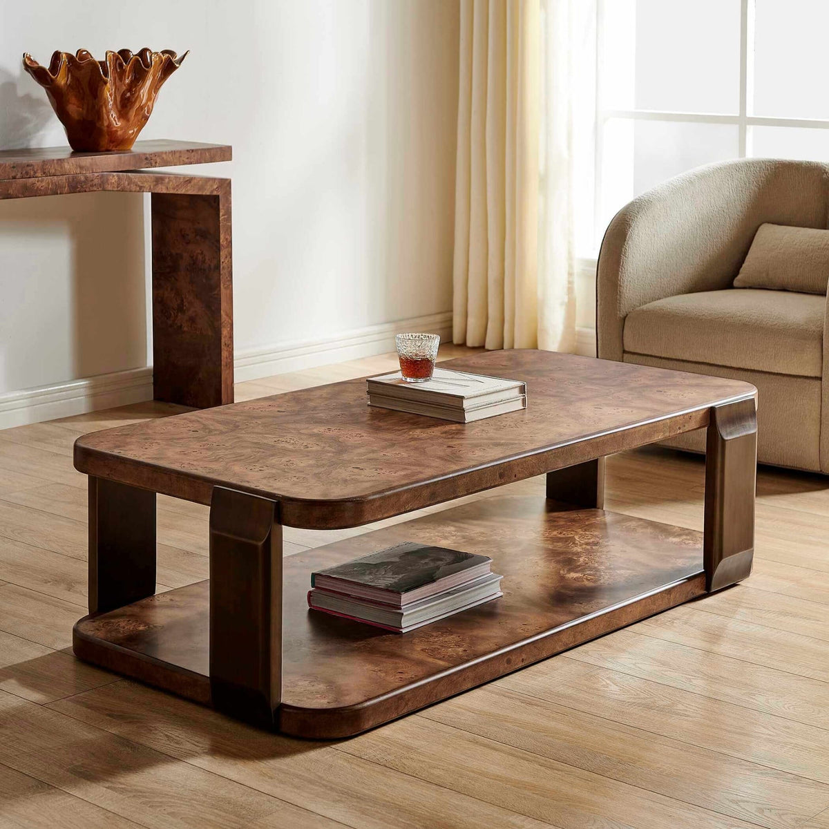 Uttermost Living Vance Mappa Burl Coffee Table House of Isabella UK