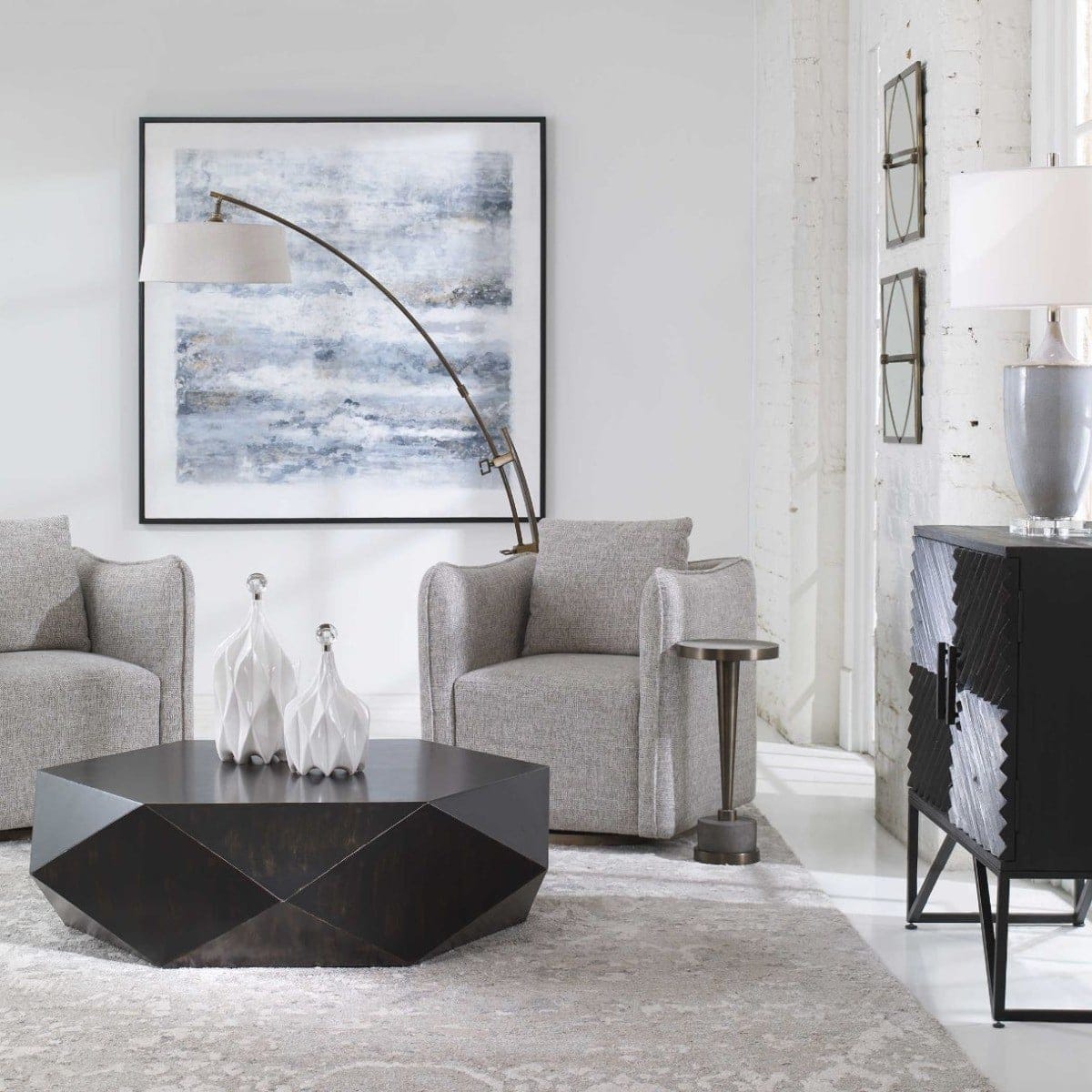 Uttermost Living Volker Worn Black Coffee Table House of Isabella UK