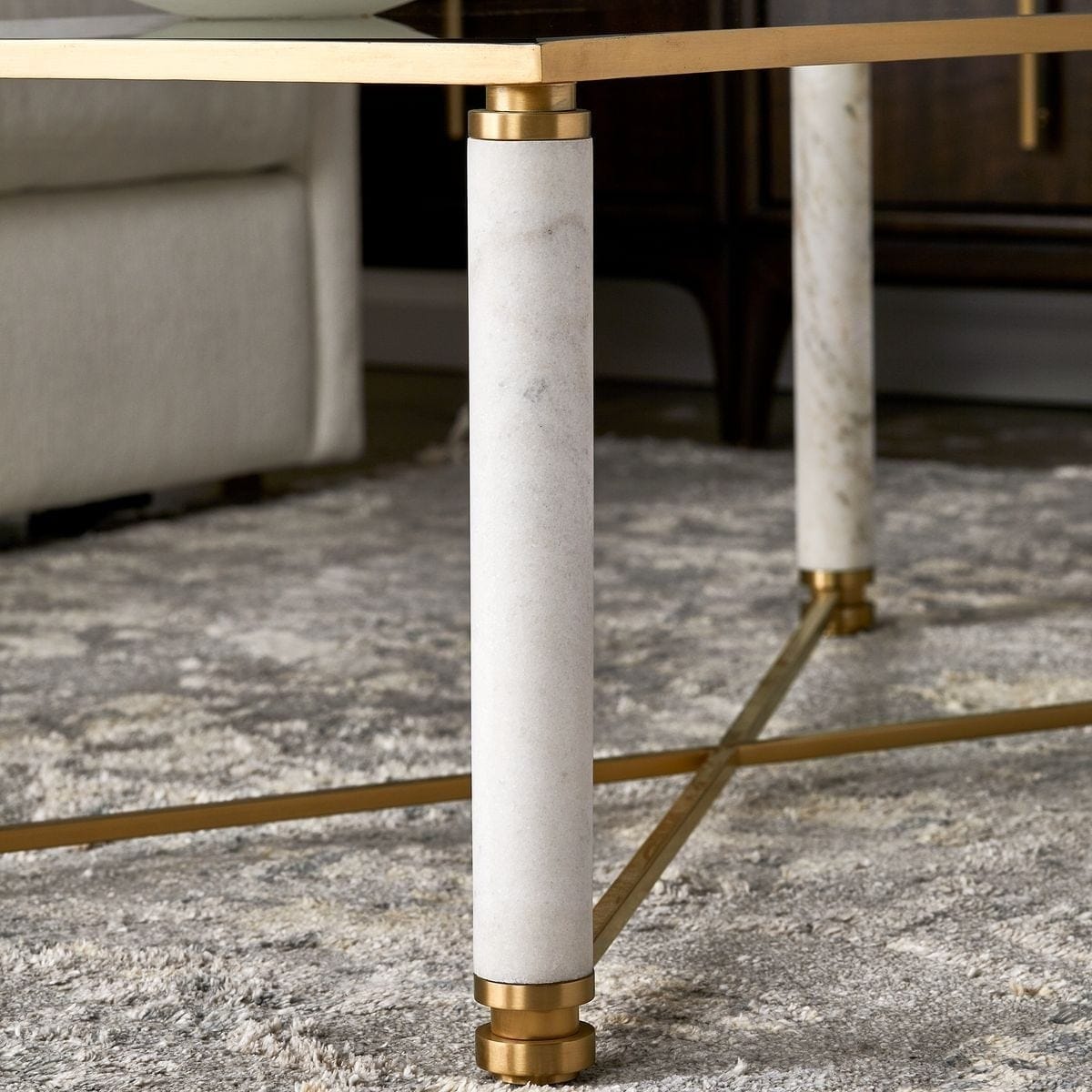 Uttermost Living White Pillar Coffee Table House of Isabella UK