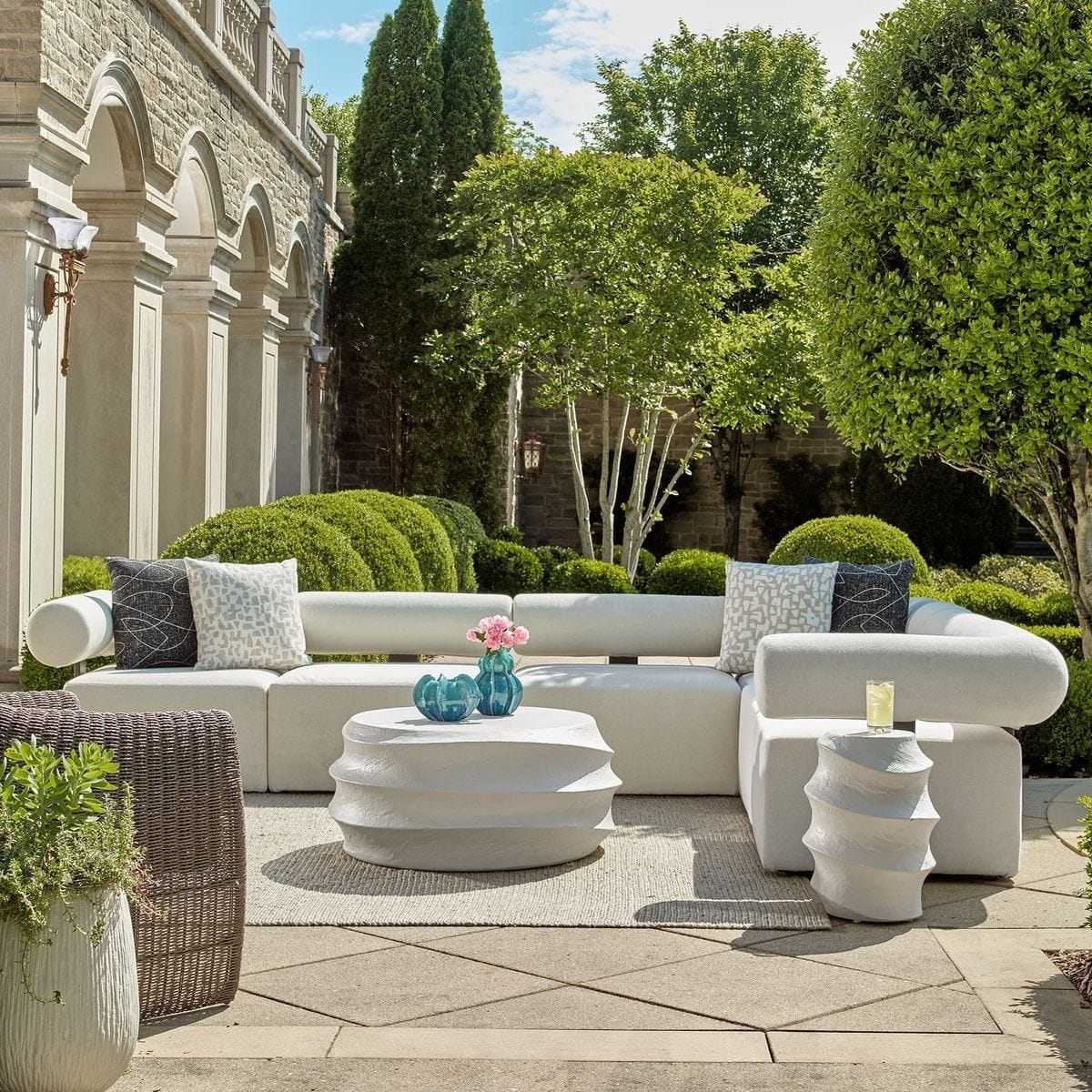 Uttermost Living Winded Outdoor White Accent Table House of Isabella UK