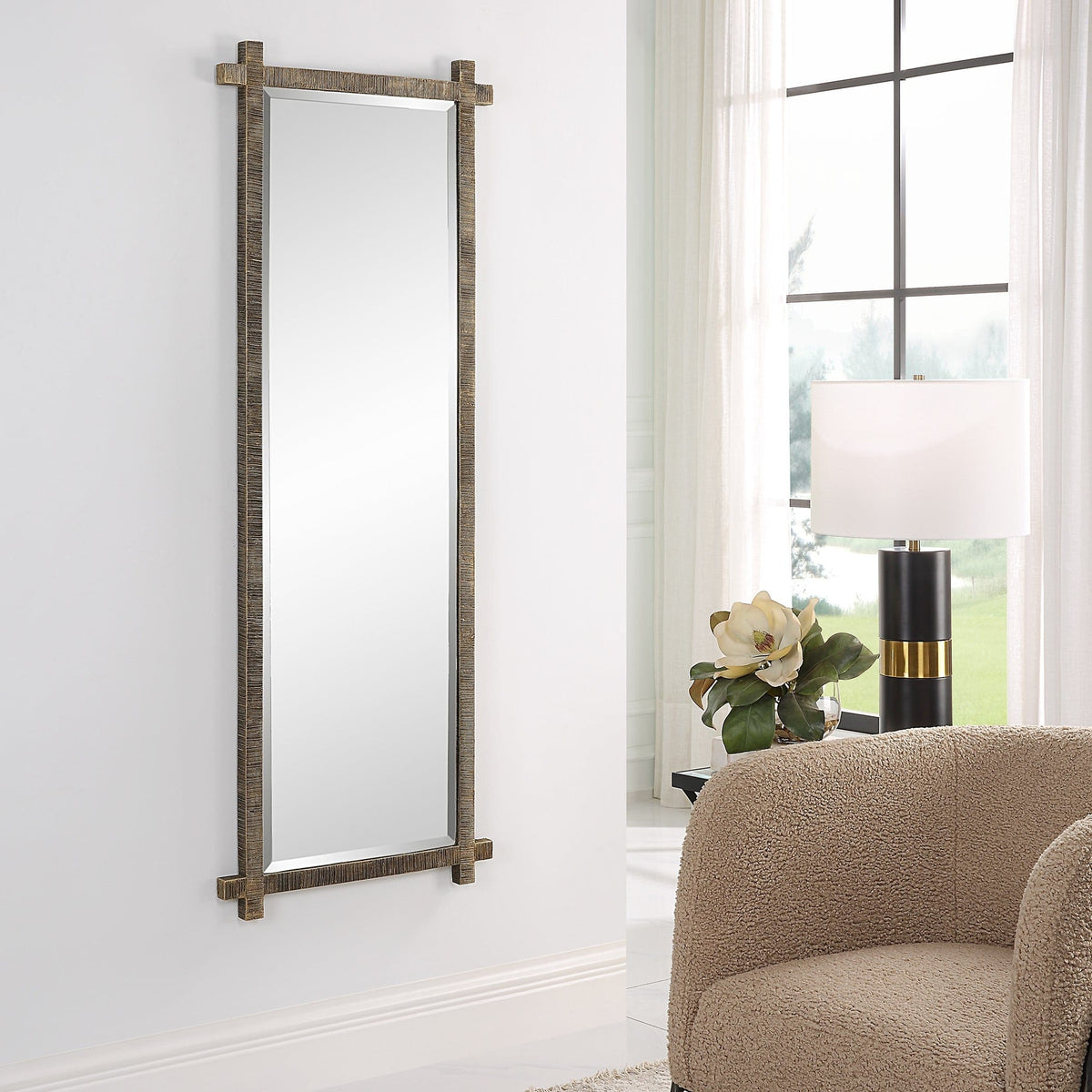 Uttermost Mirrors Abanu Ribbed Gold Dressing Mirror House of Isabella UK