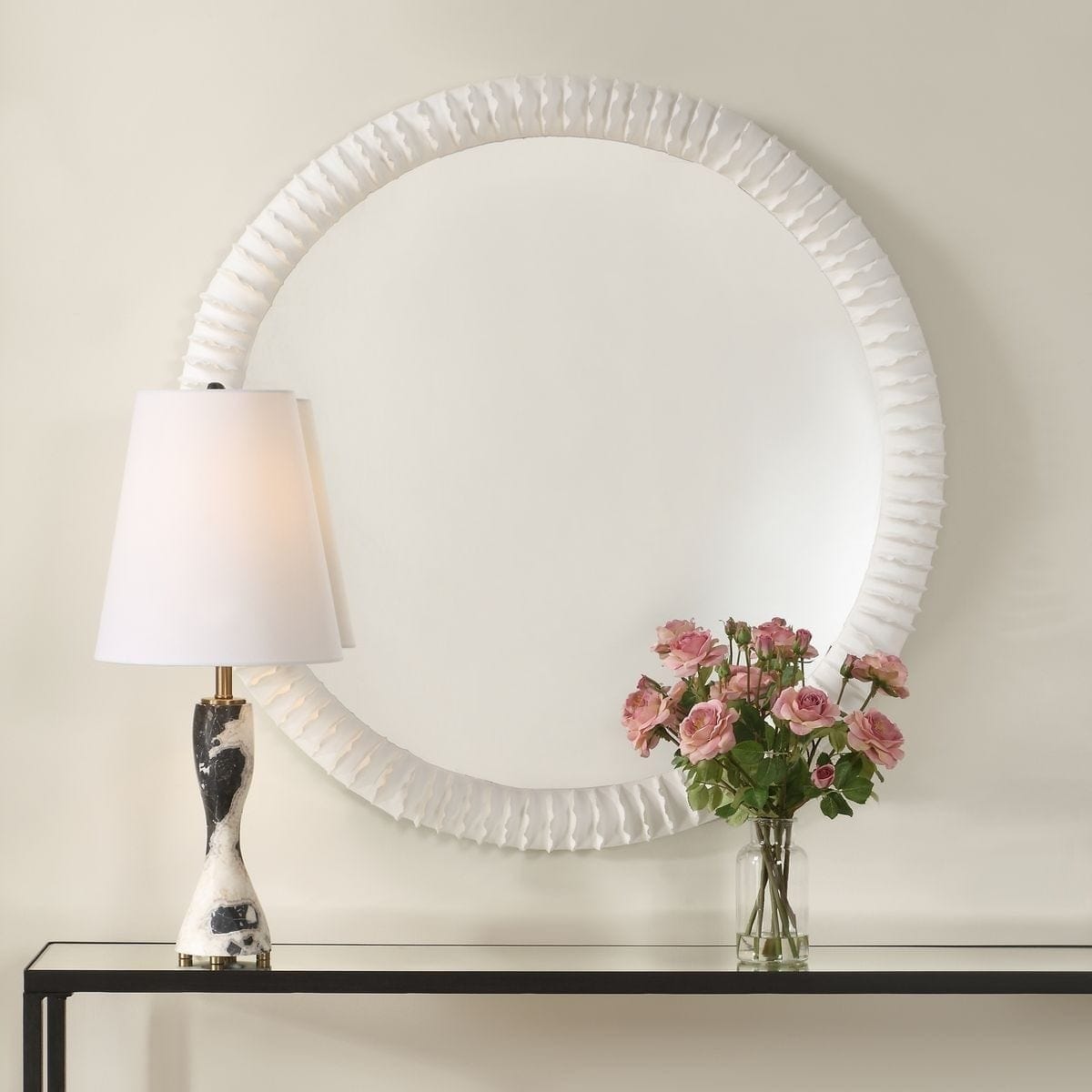 Uttermost Mirrors Akiko White Round Mirror House of Isabella UK