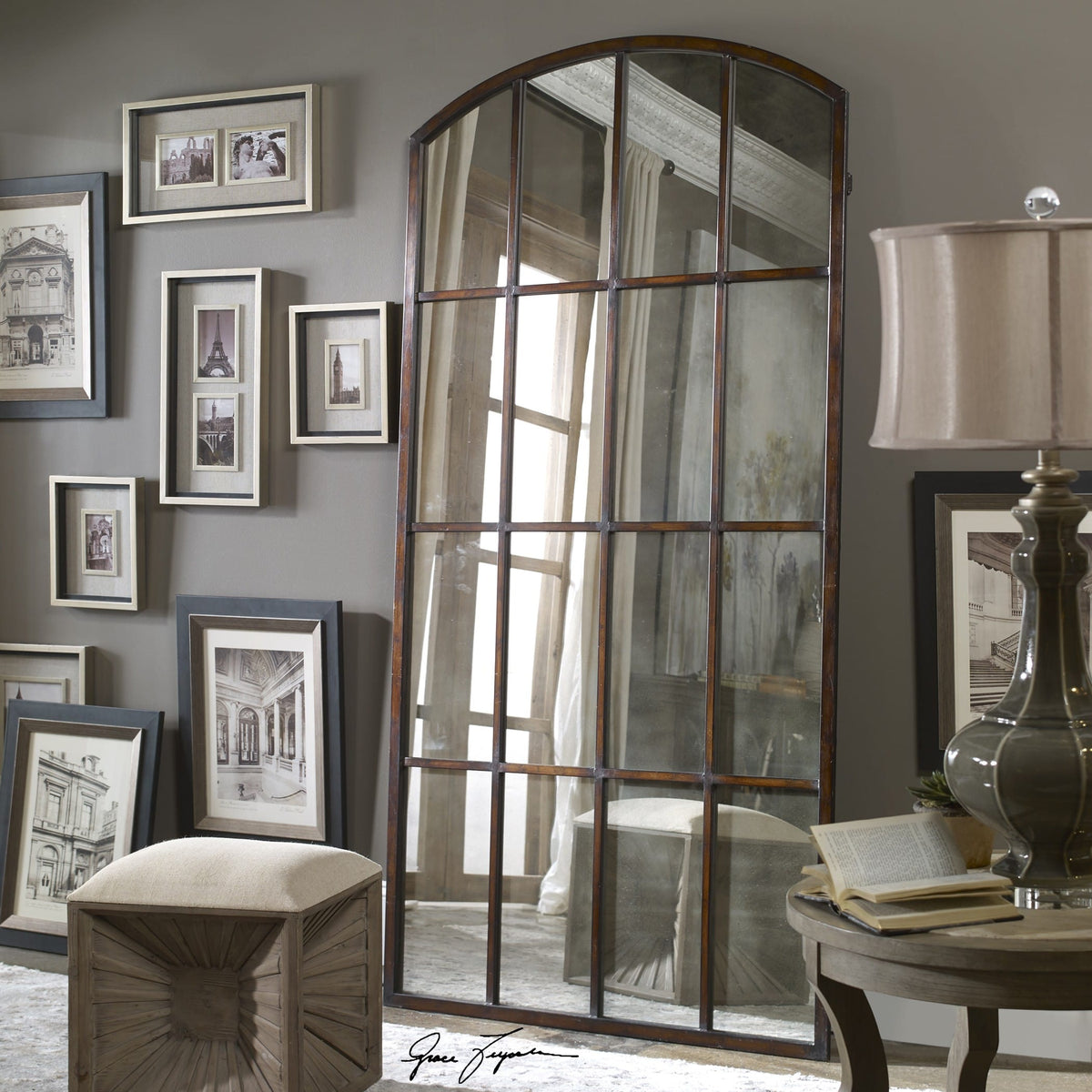 Uttermost Mirrors Amiel Antique Large Arch Mirror House of Isabella UK