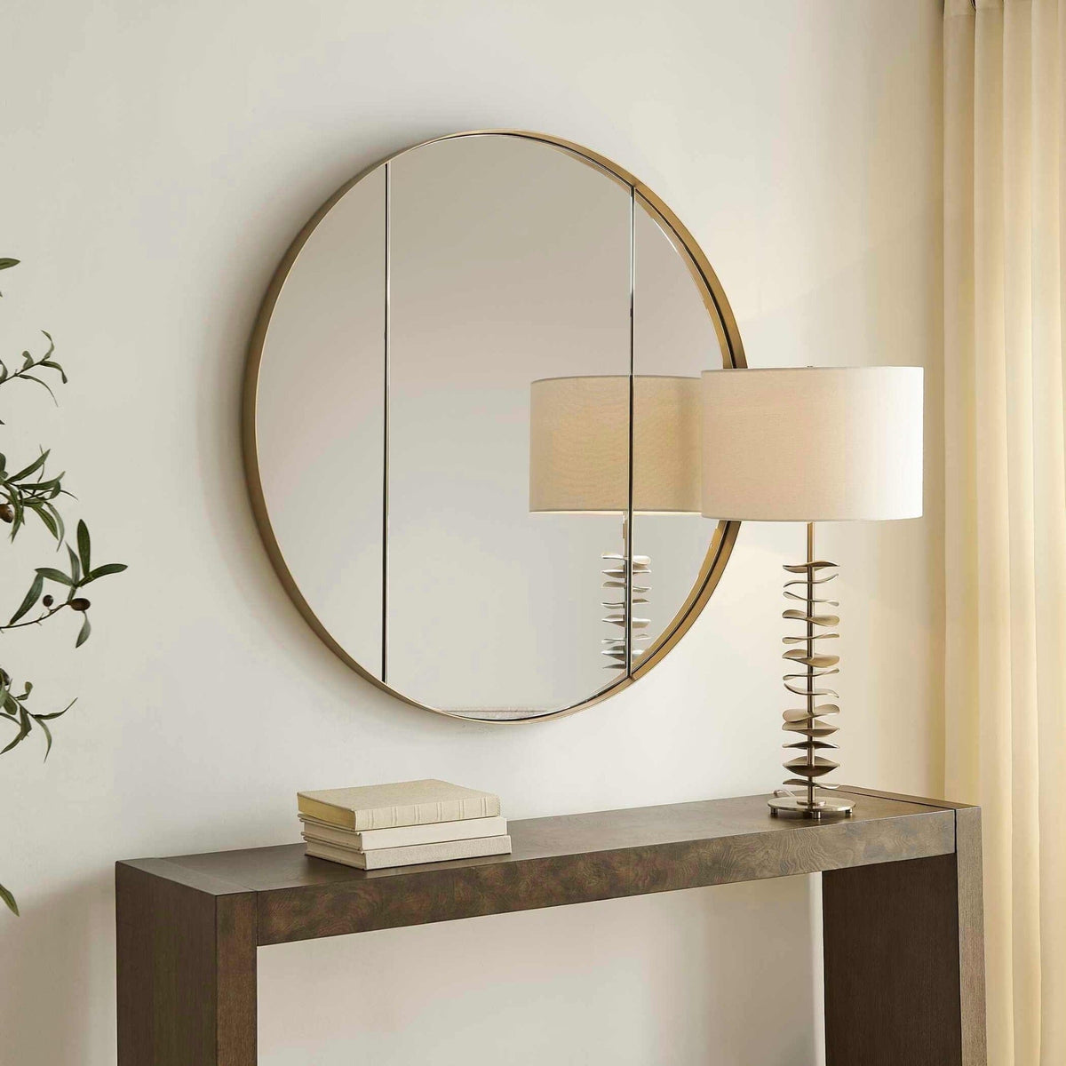 Uttermost Mirrors Amram Antique Brass Round Mirror House of Isabella UK