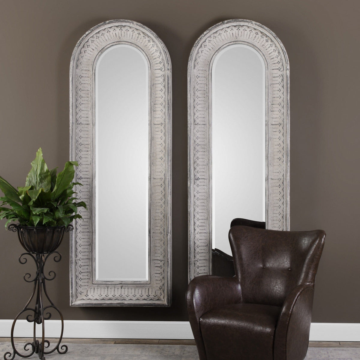 Uttermost Mirrors Argenton Aged Gray Arch Mirror House of Isabella UK