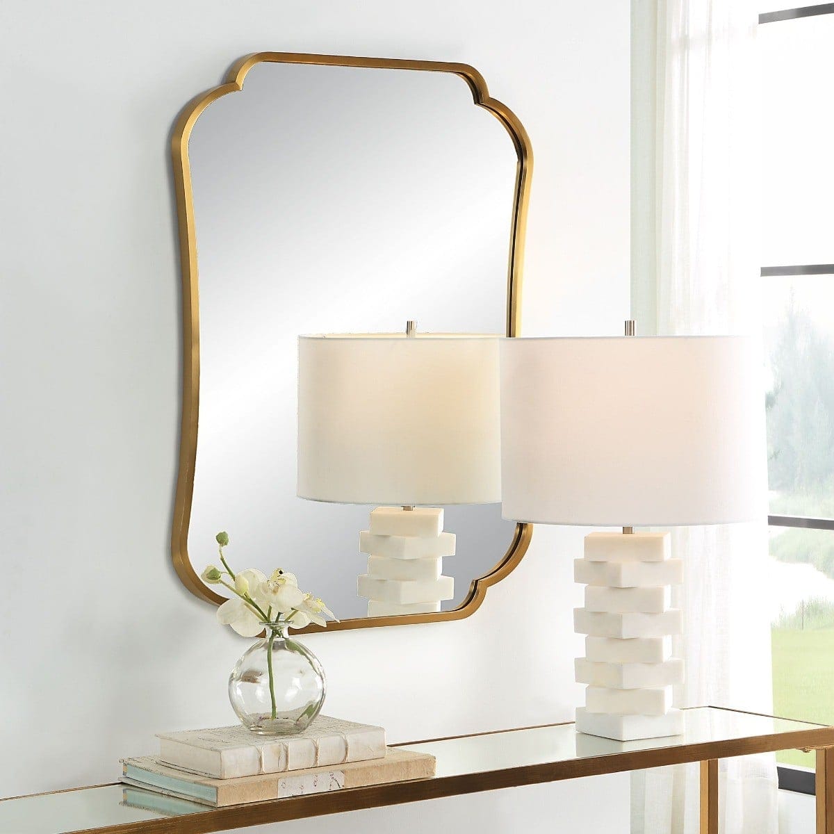 Uttermost Mirrors Athena Brushed Brass Mirror House of Isabella UK