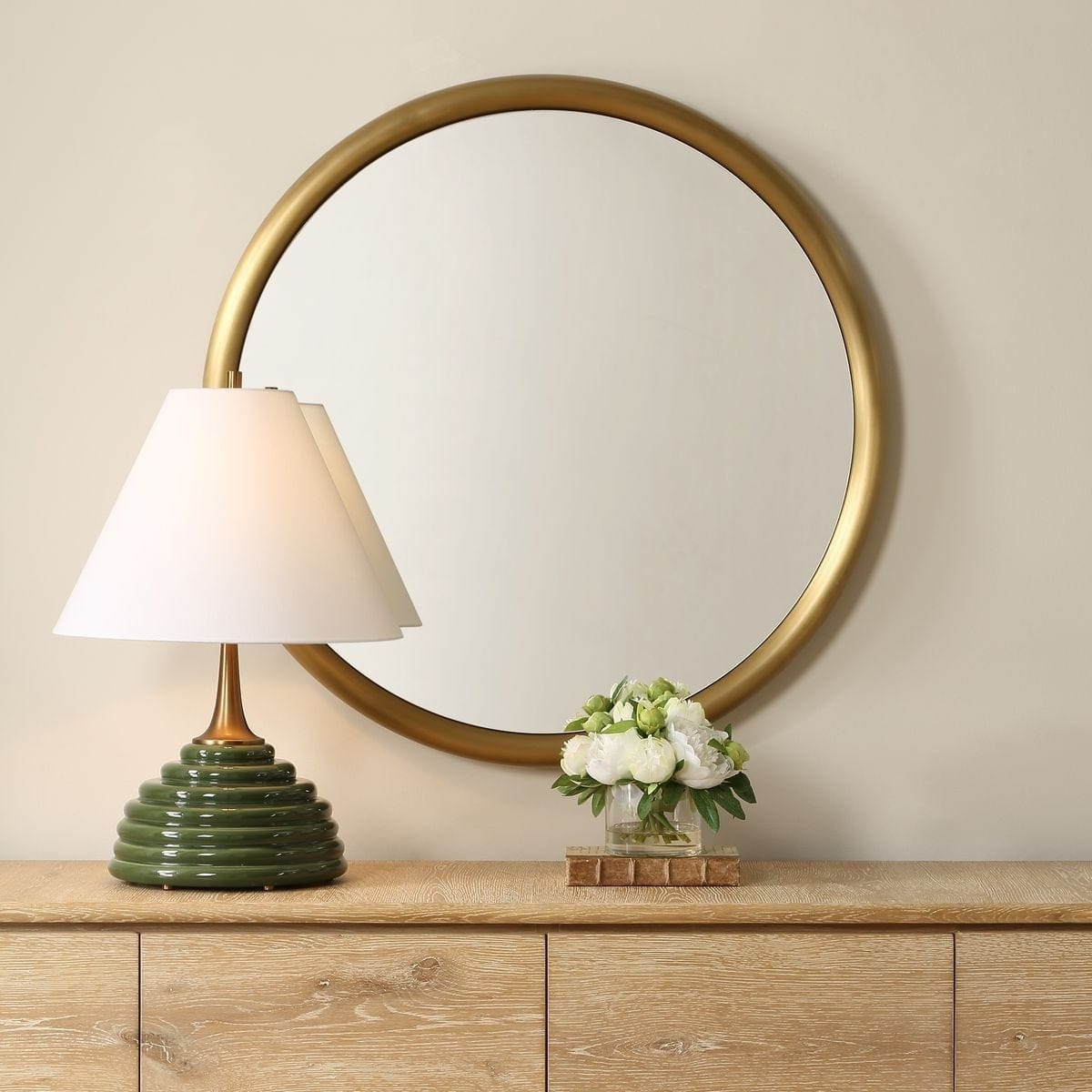 Uttermost Mirrors Atkinson Modern Round Mirror in Brass House of Isabella UK