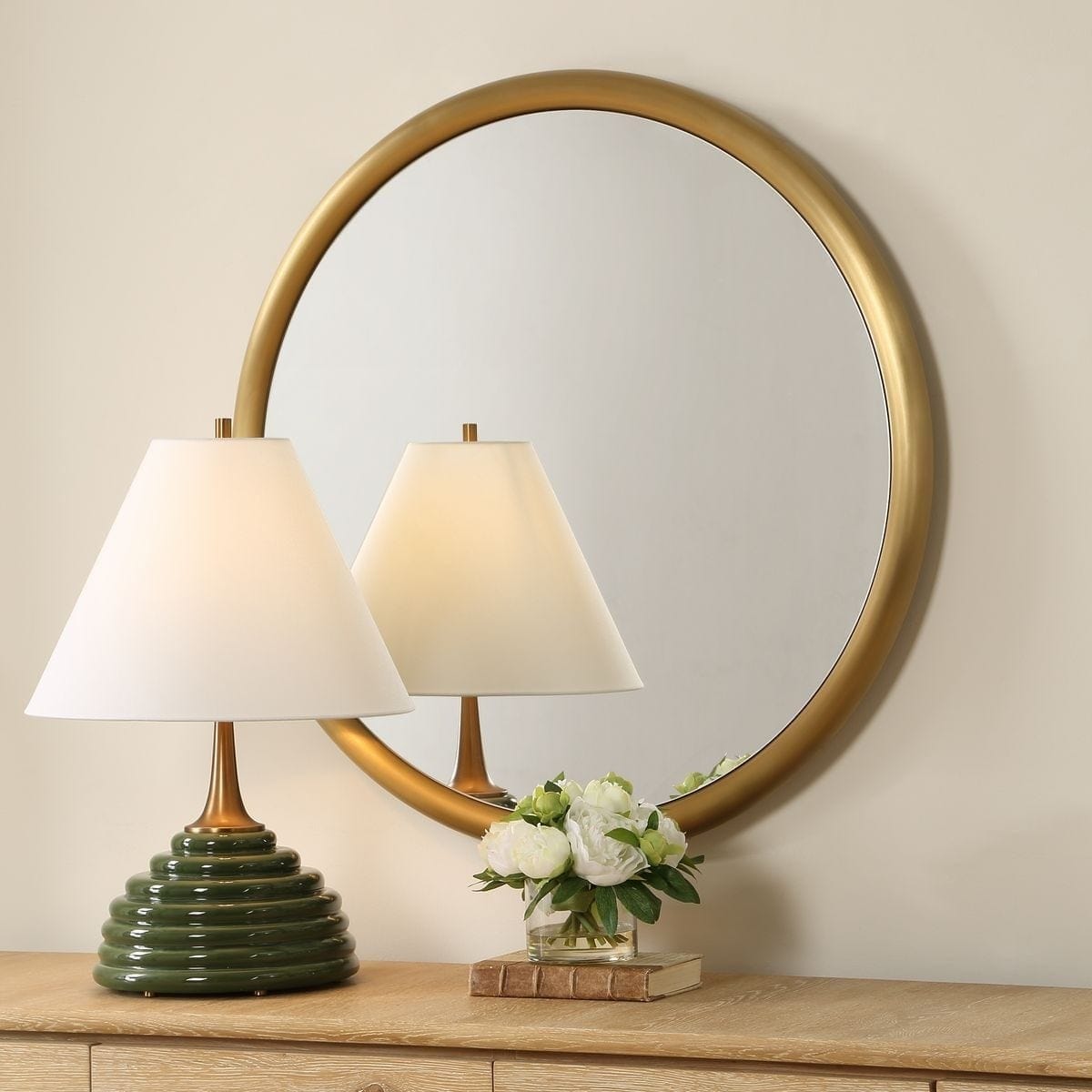 Uttermost Mirrors Atkinson Modern Round Mirror in Brass House of Isabella UK