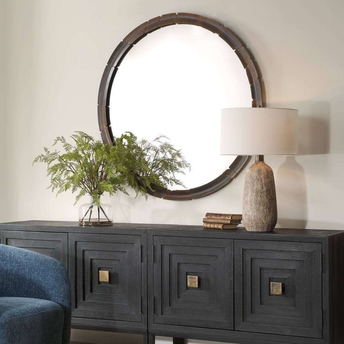Uttermost Mirrors Auger Amber Glass Round Mirror House of Isabella UK