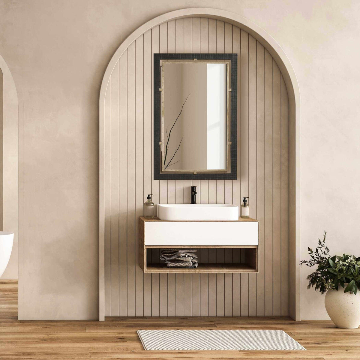 Uttermost Mirrors Bach Walnut & Brass Rectangle Mirror House of Isabella UK
