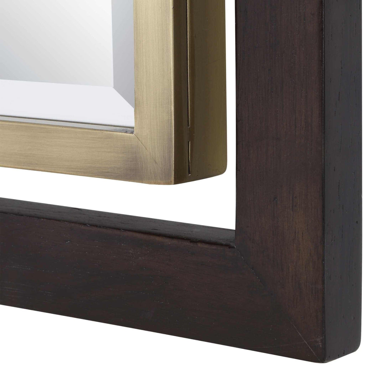 Uttermost Mirrors Bach Walnut & Brass Rectangle Mirror House of Isabella UK