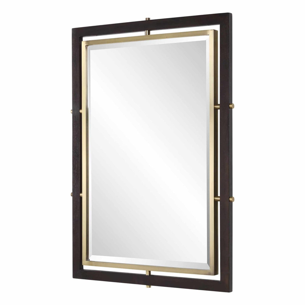 Uttermost Mirrors Bach Walnut & Brass Rectangle Mirror House of Isabella UK
