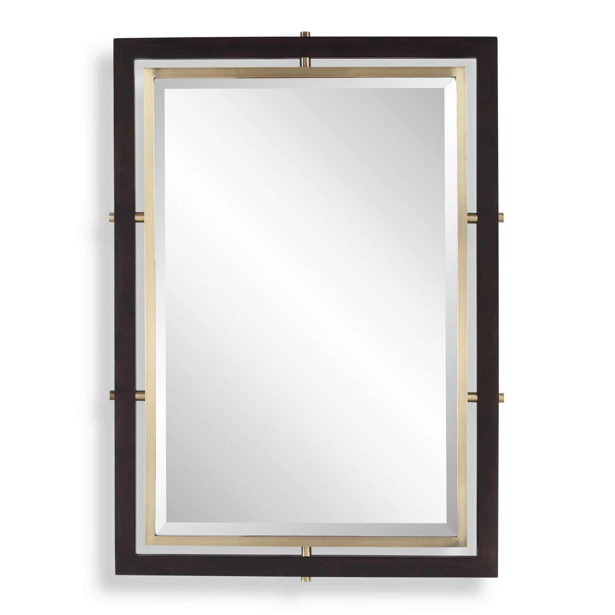 Uttermost Mirrors Bach Walnut & Brass Rectangle Mirror House of Isabella UK