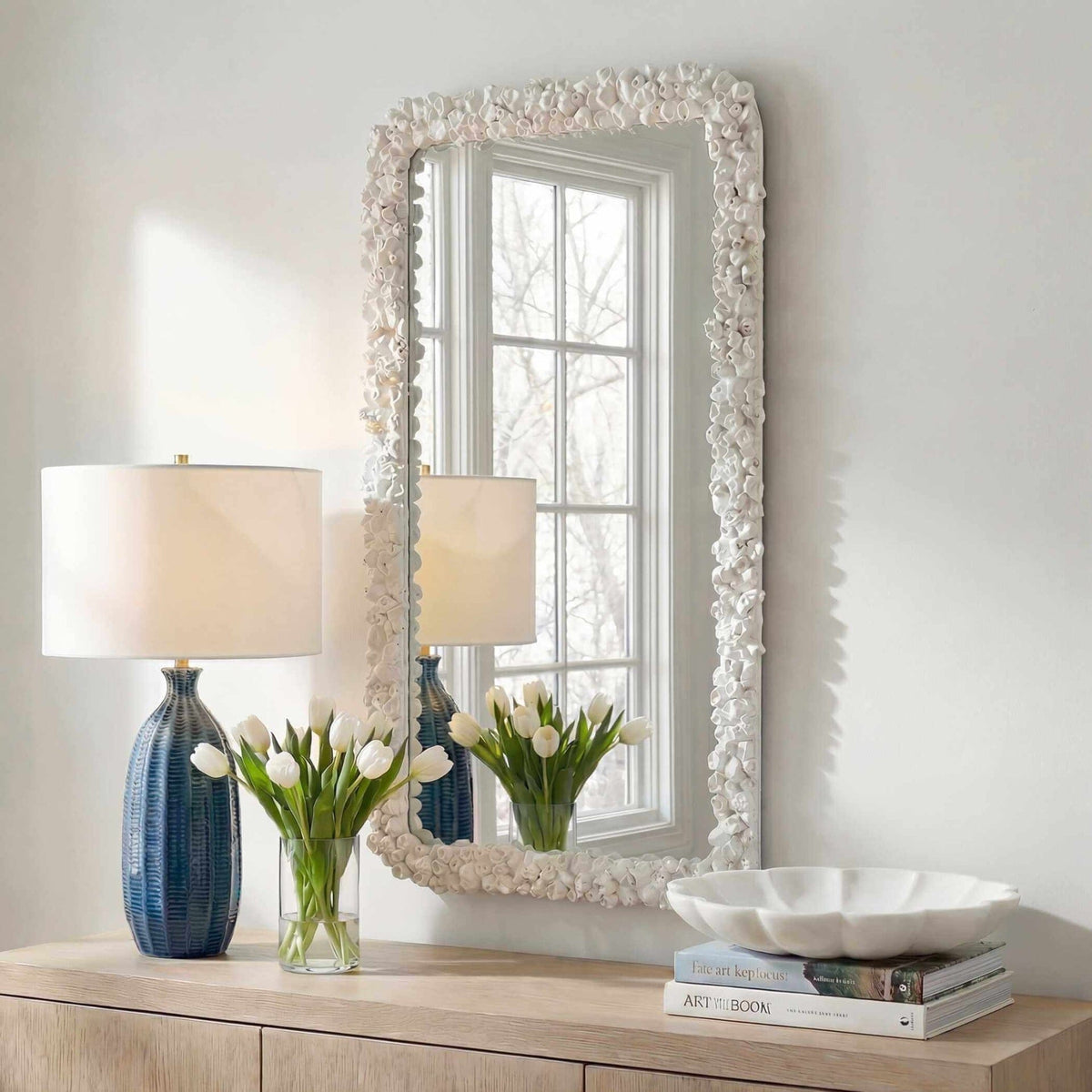 Uttermost Mirrors Barnacle Rectangular White Mirror House of Isabella UK