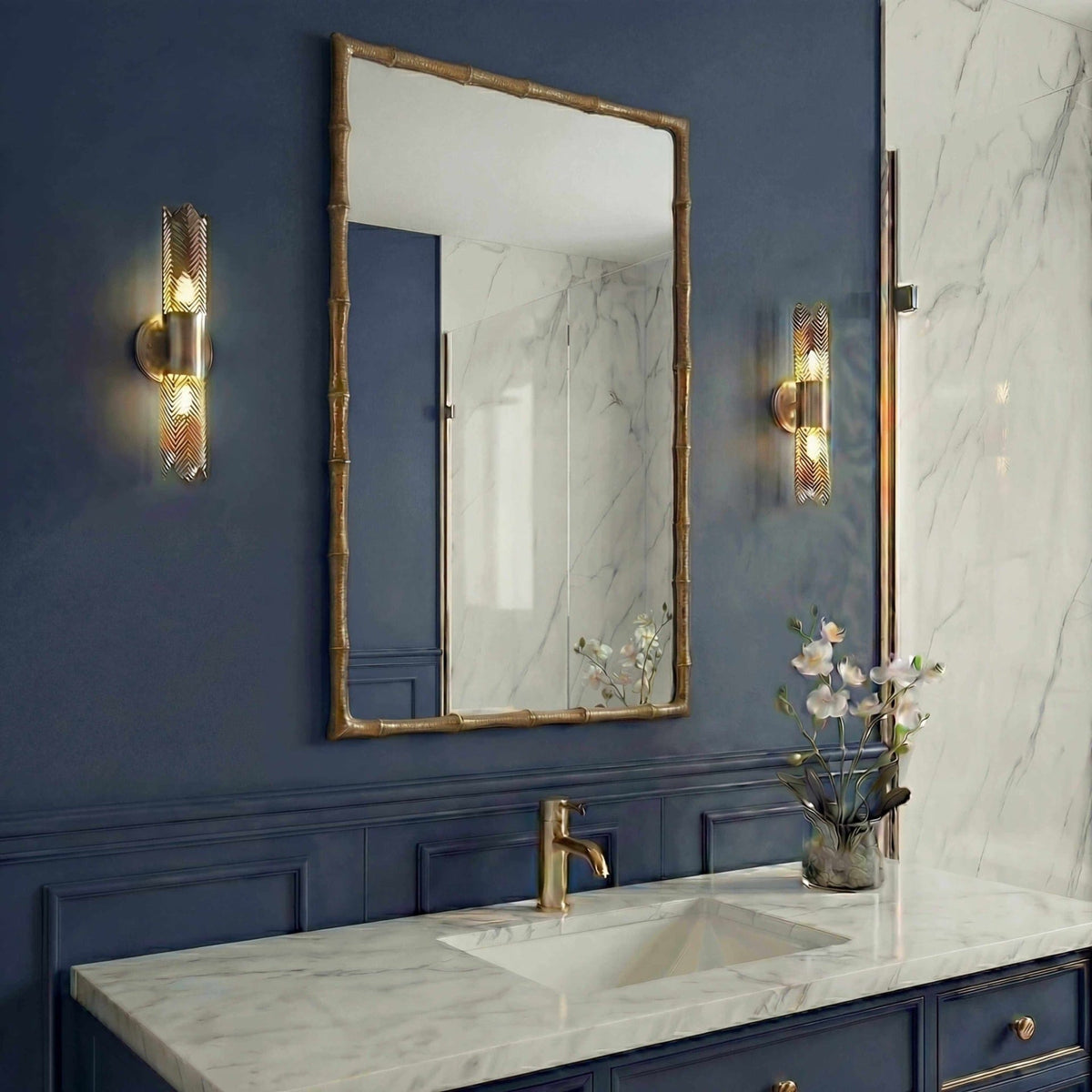 Uttermost Mirrors Brass Bamboo Rectangle Mirror House of Isabella UK