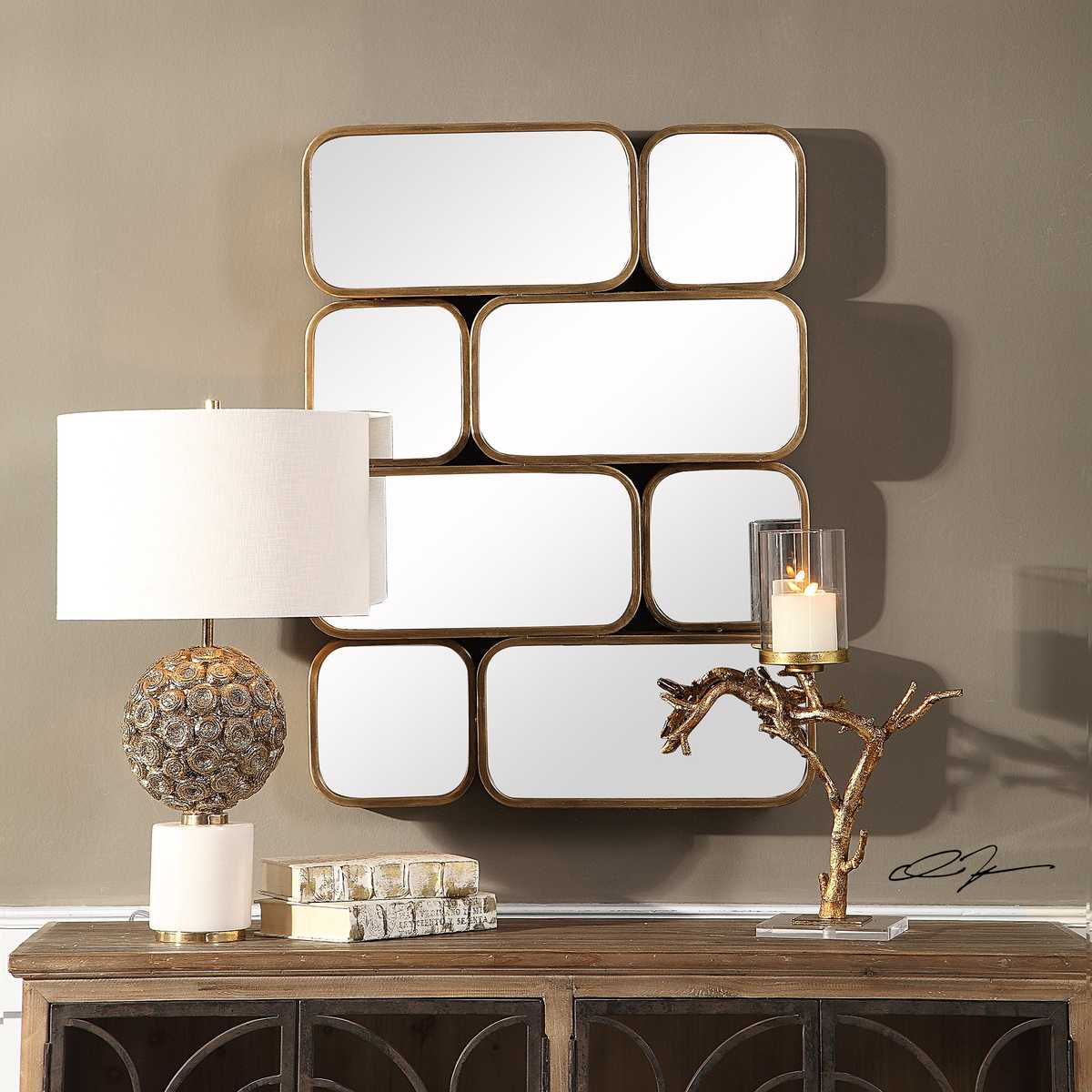 Uttermost Mirrors Canute Modern Gold Mirror House of Isabella UK