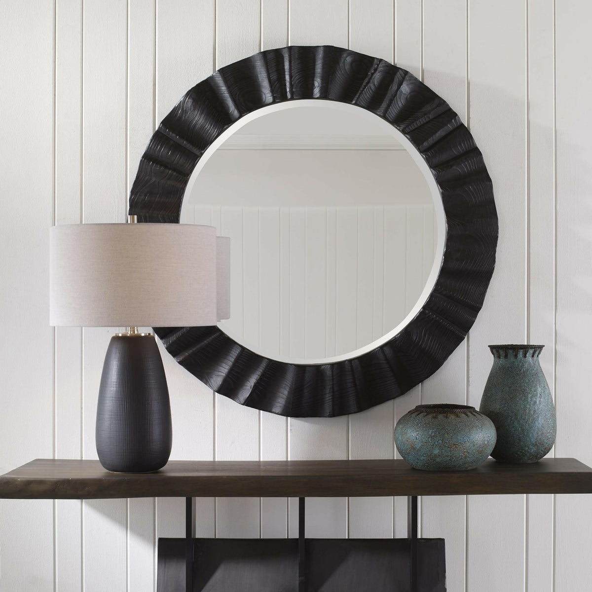 Caribou Dark Espresso Round Mirror.