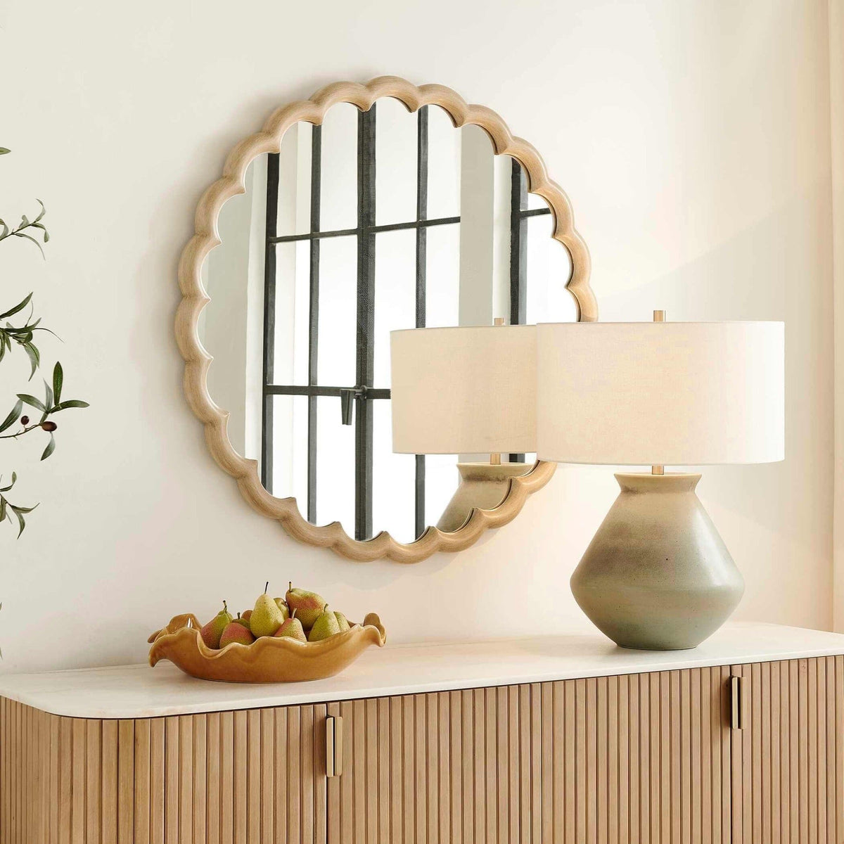 Uttermost Mirrors Cerrito Burnished Ivory Round Mirror House of Isabella UK