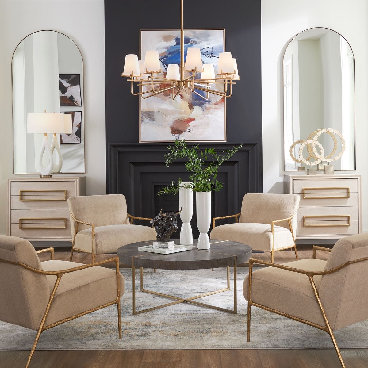 Uttermost Mirrors Crosley Antique Brass Arch Mirror House of Isabella UK
