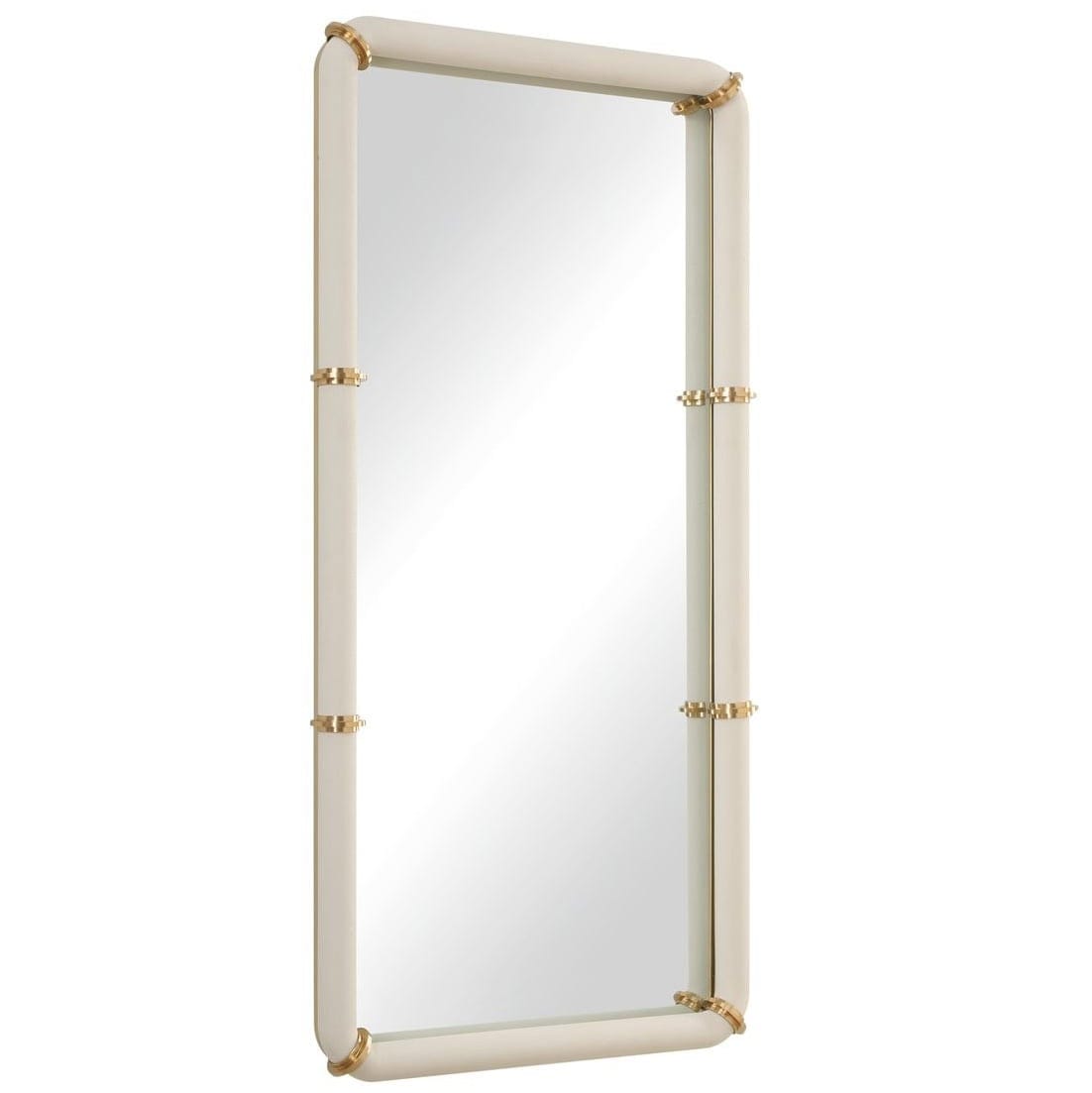 Uttermost Mirrors Cyprus Mirror in White Leather House of Isabella UK