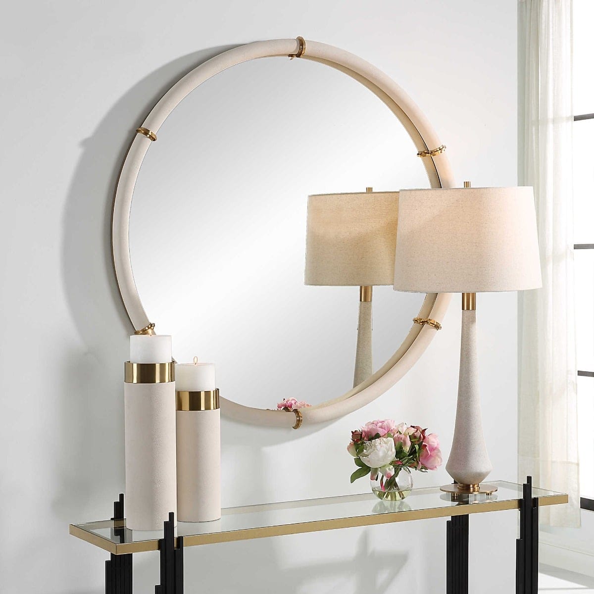 Uttermost Mirrors Cyprus White Round Mirror House of Isabella UK