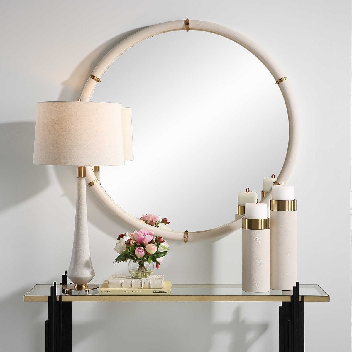 Uttermost Mirrors Cyprus White Round Mirror House of Isabella UK