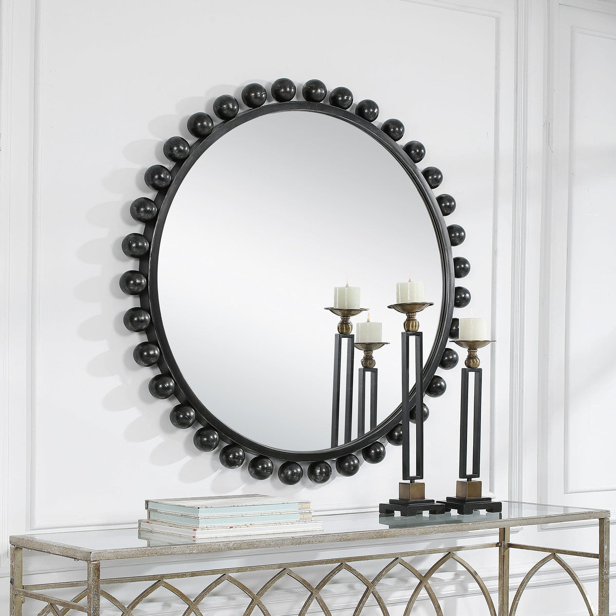 Uttermost Mirrors Cyra Black Round Mirror House of Isabella UK