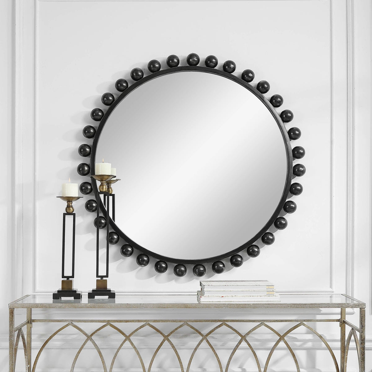 Uttermost Mirrors Cyra Black Round Mirror House of Isabella UK