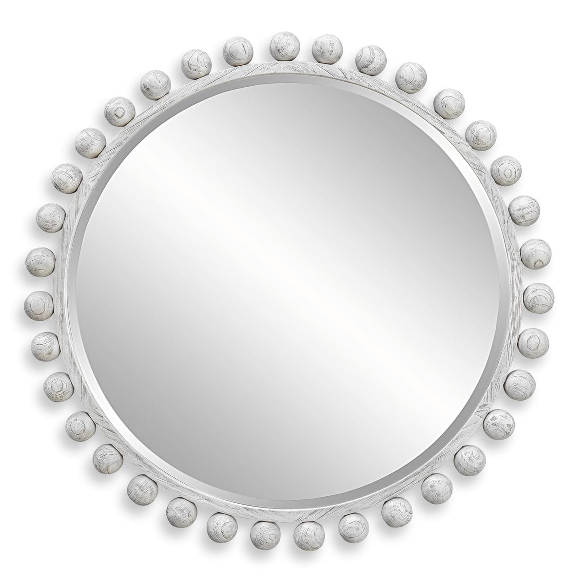 Uttermost Mirrors Cyra Round Wood Mirror in Aged Ivory House of Isabella UK