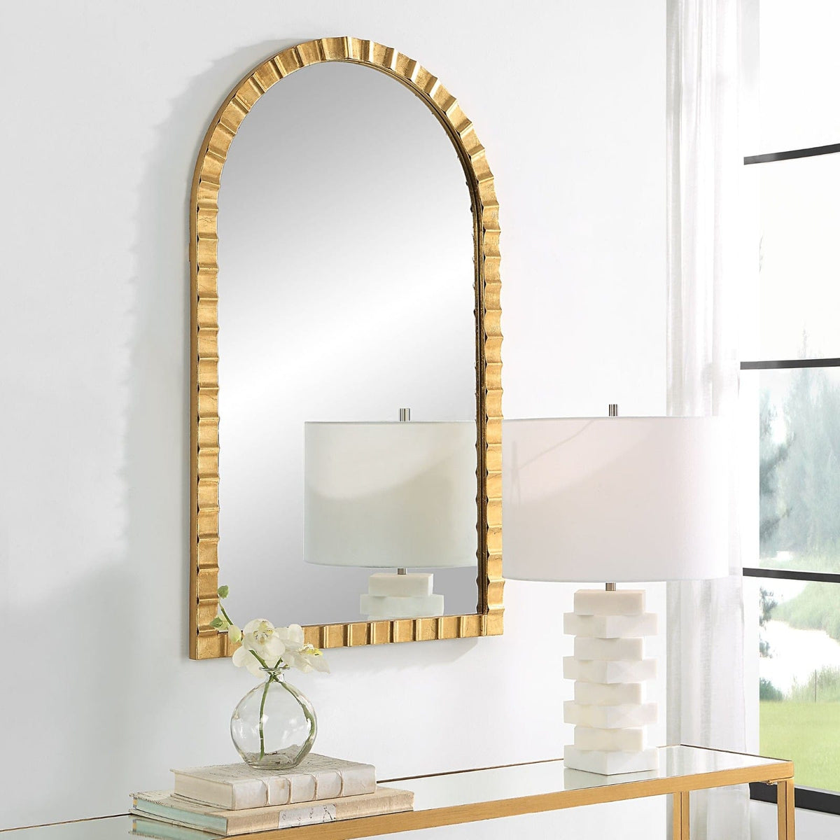 Uttermost Mirrors Dandridge Gold Arch Mirror House of Isabella UK