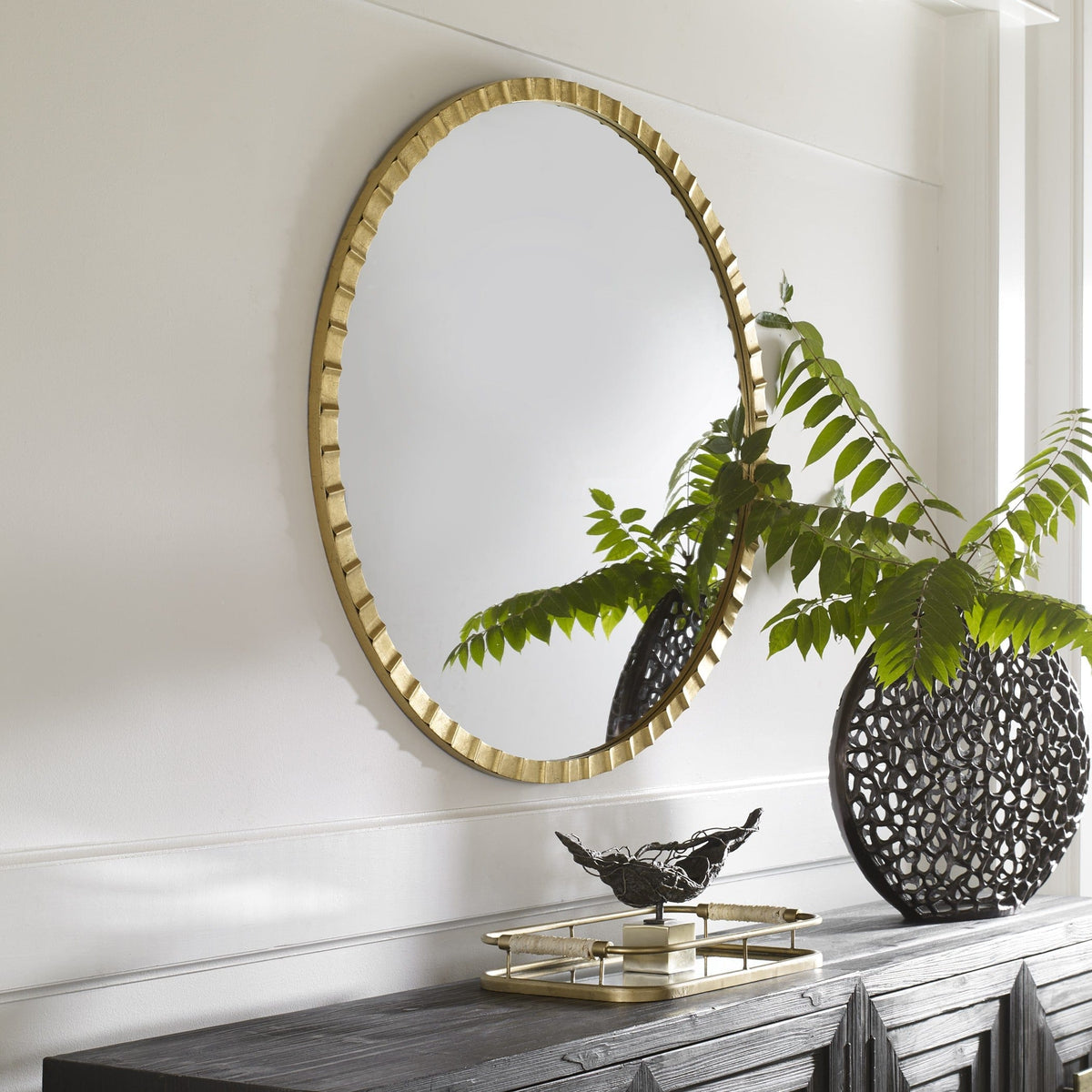 Uttermost Mirrors Dandridge Gold Round Mirror House of Isabella UK