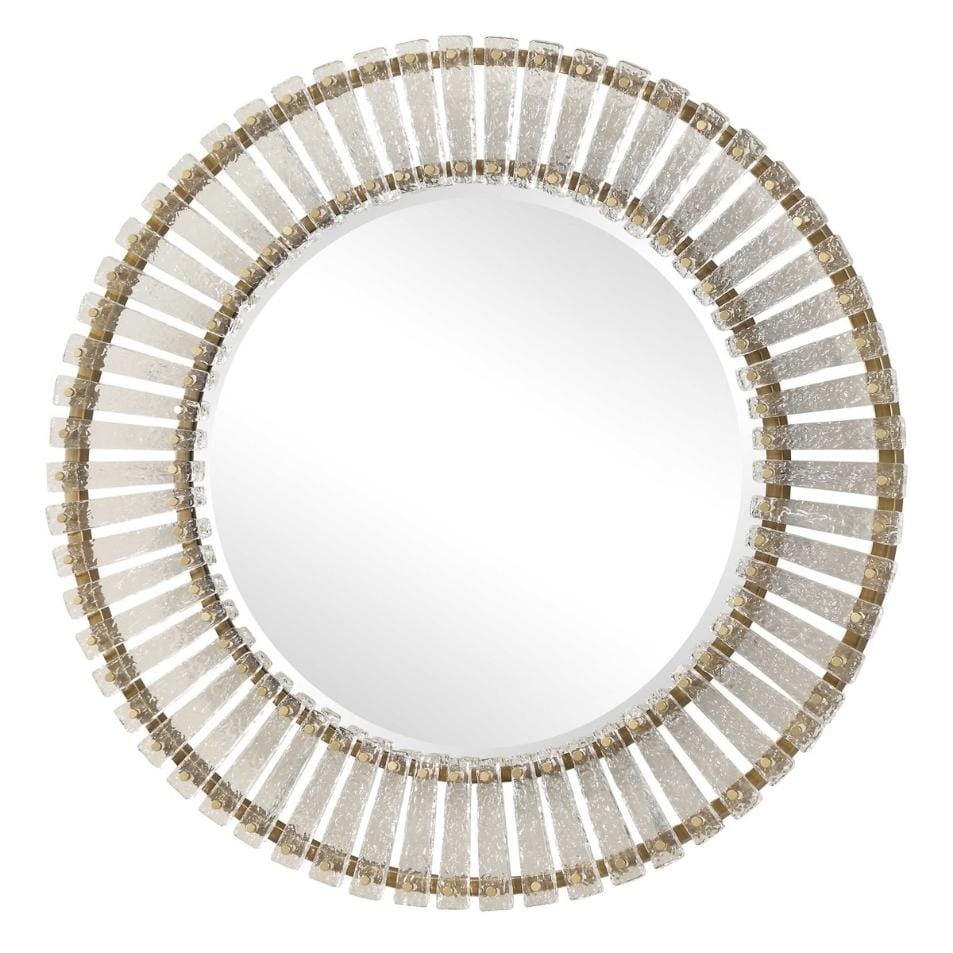 Uttermost Mirrors Denali Textured Glass Round Mirror House of Isabella UK