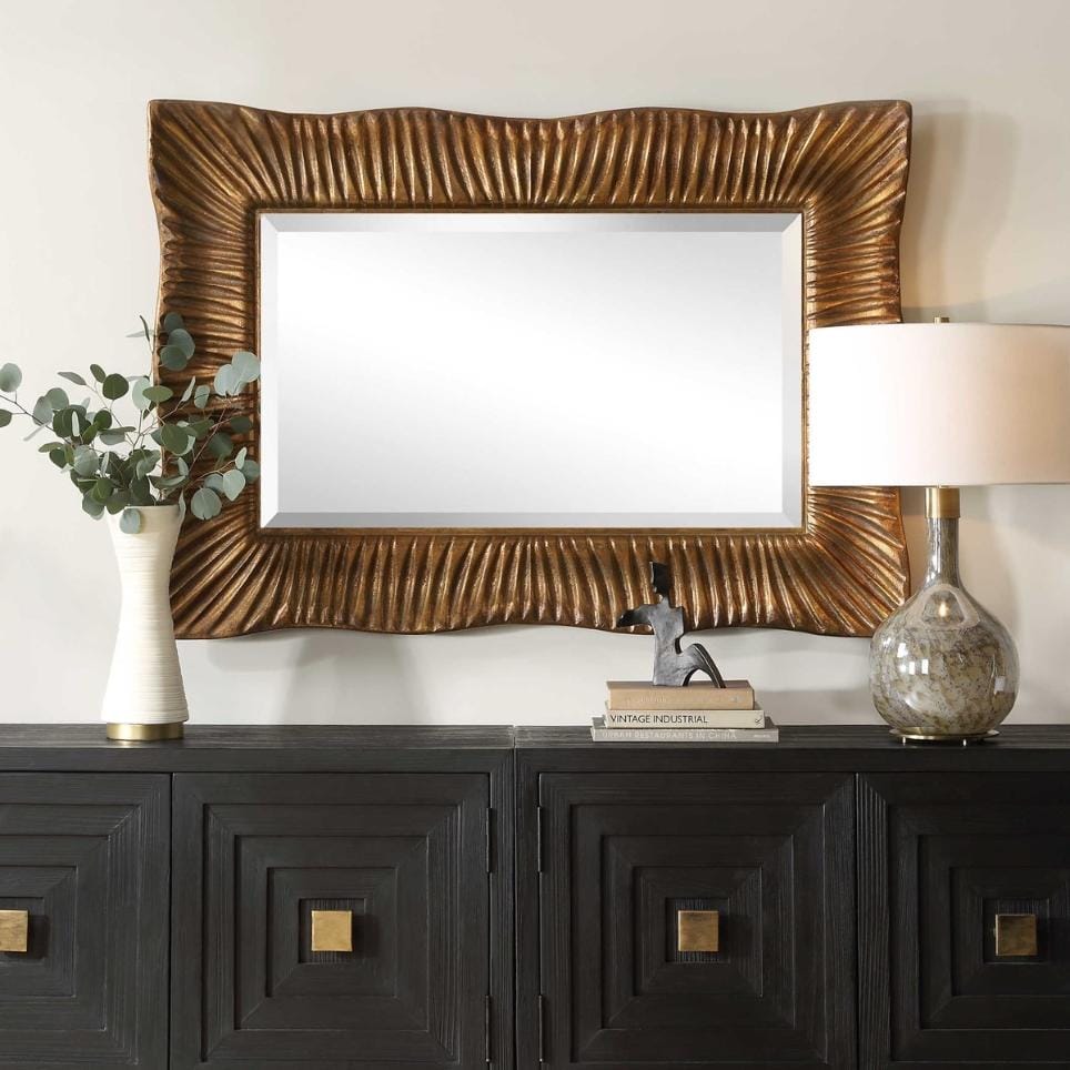 Uttermost Mirrors Emerson Scalloped Antique Gold Mirror House of Isabella UK