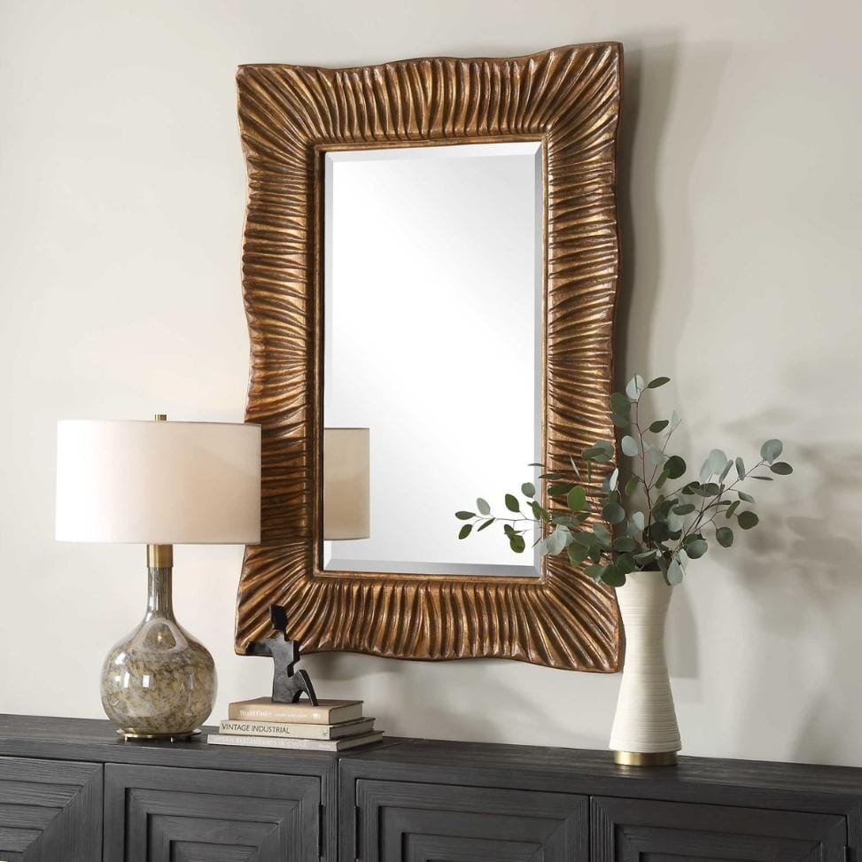 Uttermost Mirrors Emerson Scalloped Antique Gold Mirror House of Isabella UK