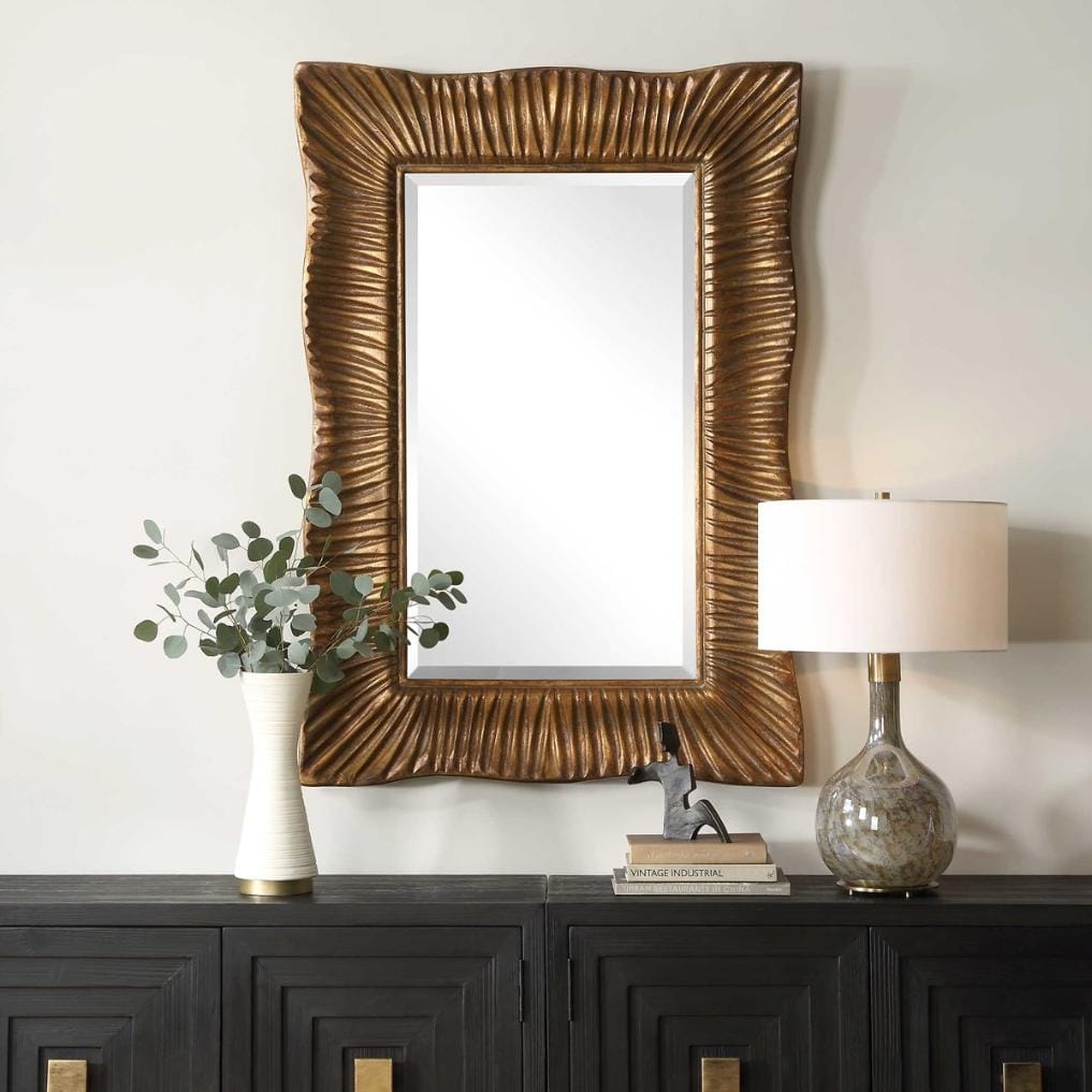 Uttermost Mirrors Emerson Scalloped Antique Gold Mirror House of Isabella UK