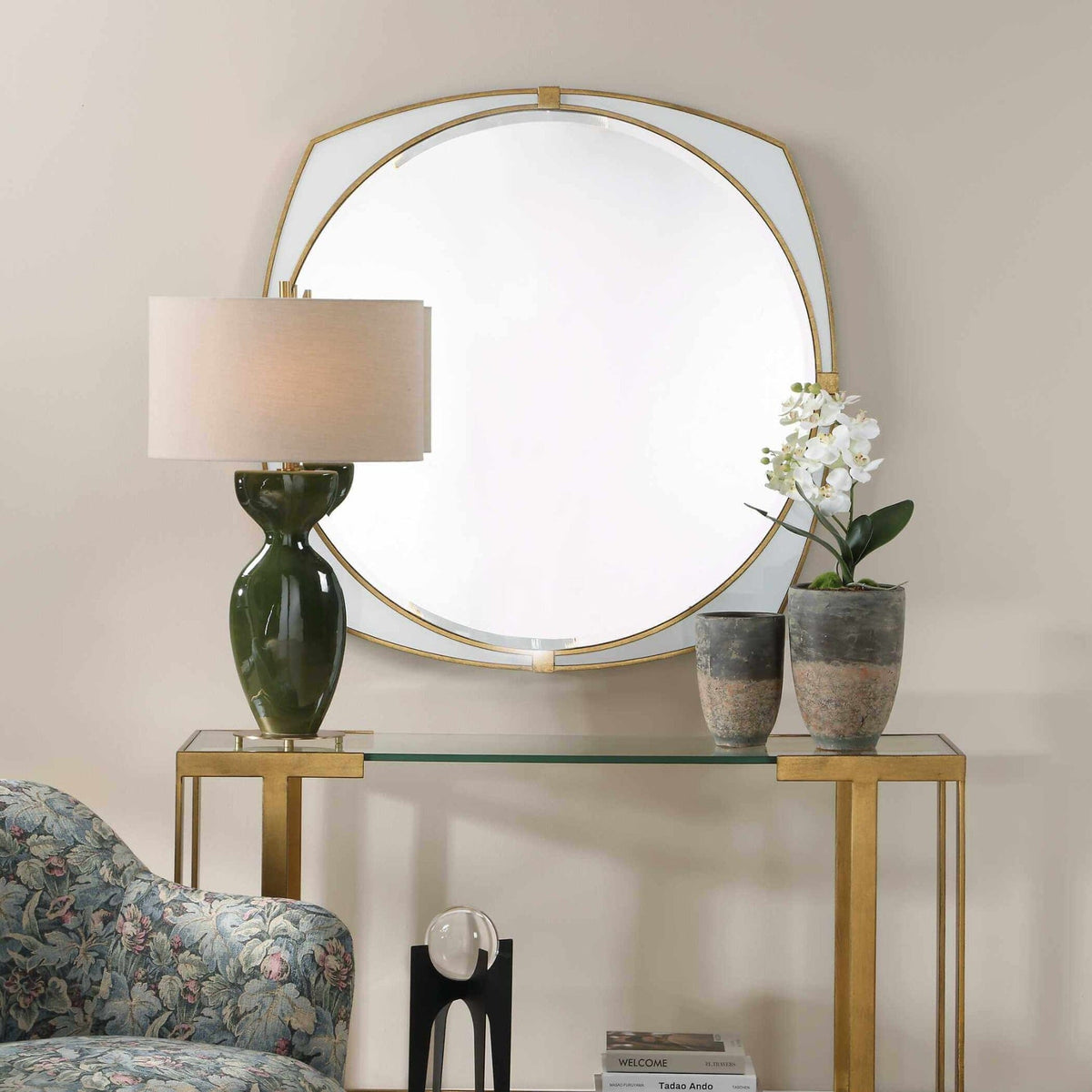 Uttermost Mirrors Estella White Round Mirror House of Isabella UK