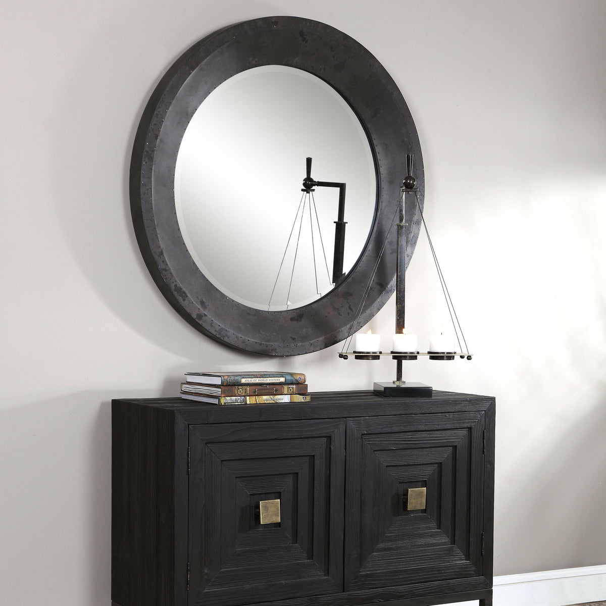Frazier Round Industrial Mirror.