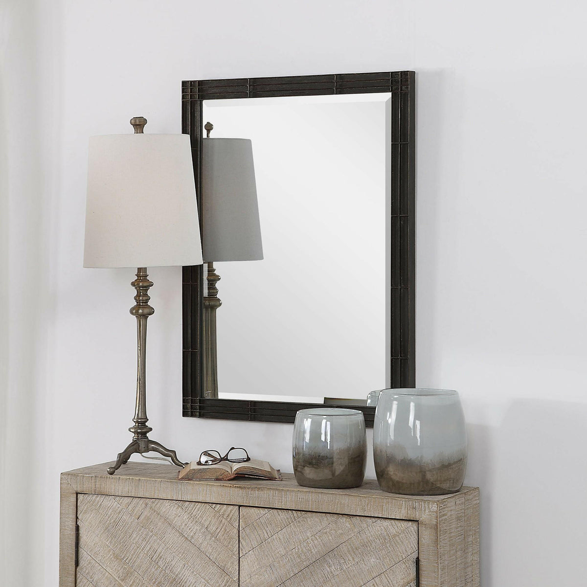 Gower Aged Black Vanity Mirror.