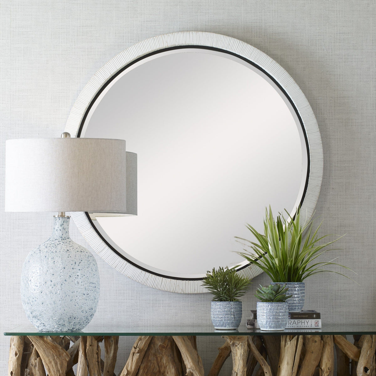 Uttermost Mirrors Granada Whitewash Round Mirror House of Isabella UK