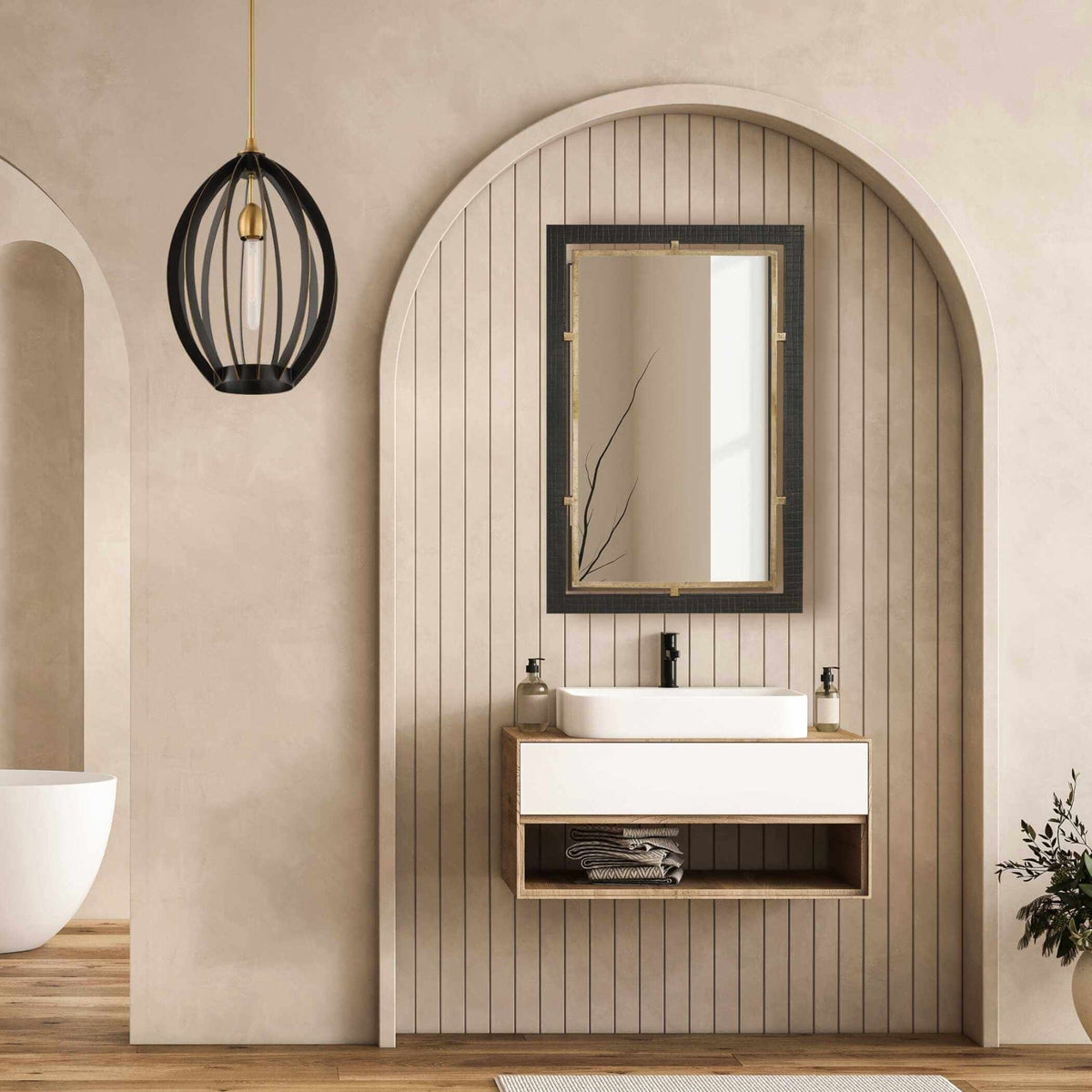 Uttermost Mirrors Guerra Walnut & Brass Mirror House of Isabella UK