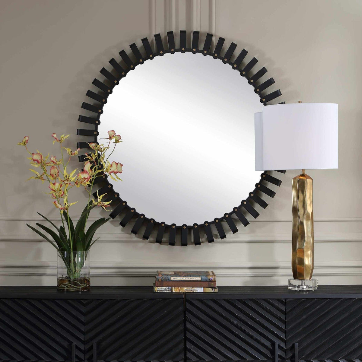Uttermost Mirrors Jael Round Iron Bands Mirror House of Isabella UK