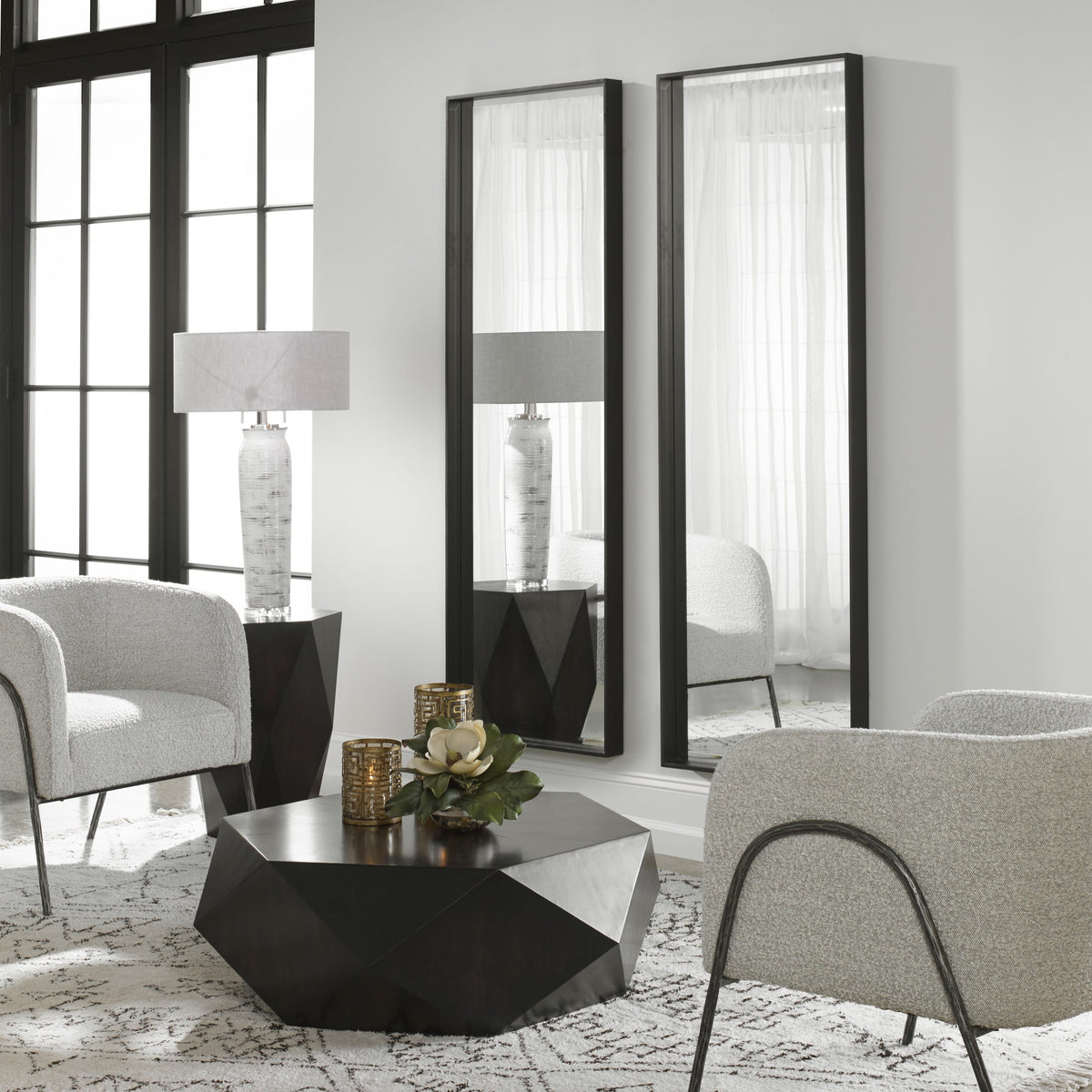 Uttermost Mirrors Kahn Oversized Black Rectangular Mirror House of Isabella UK